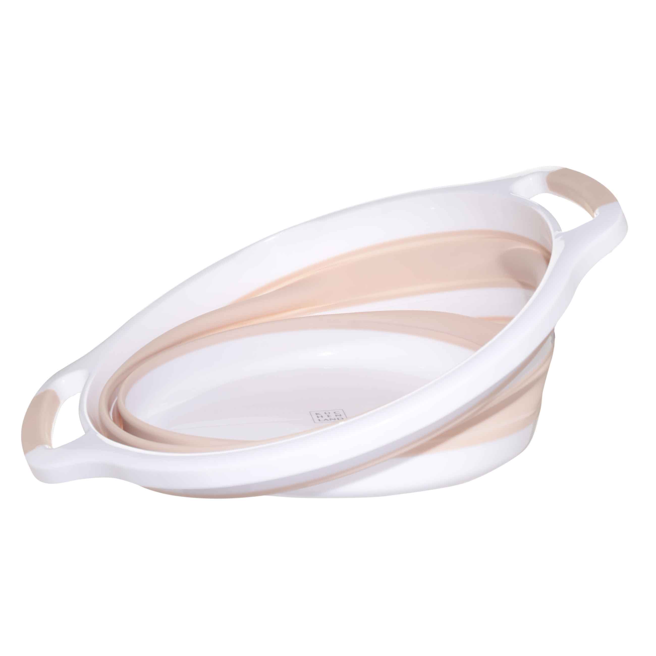 Foldable basin, 10 l, plastic / rubber, beige-pink, Foldaway