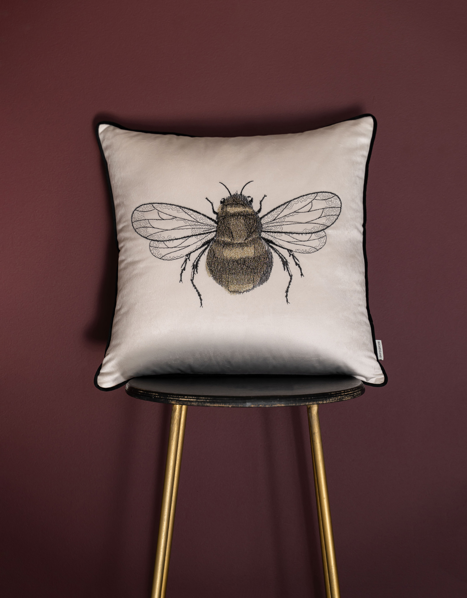 Decorative pillow, 45x45, corduroy, milk, Bumblebee, Bugs