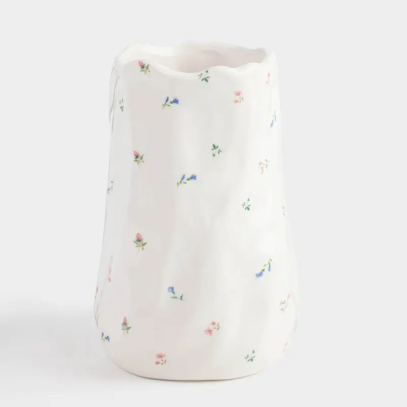 Flower vase, 20 cm, ceramic, milky, Flowers, El flora