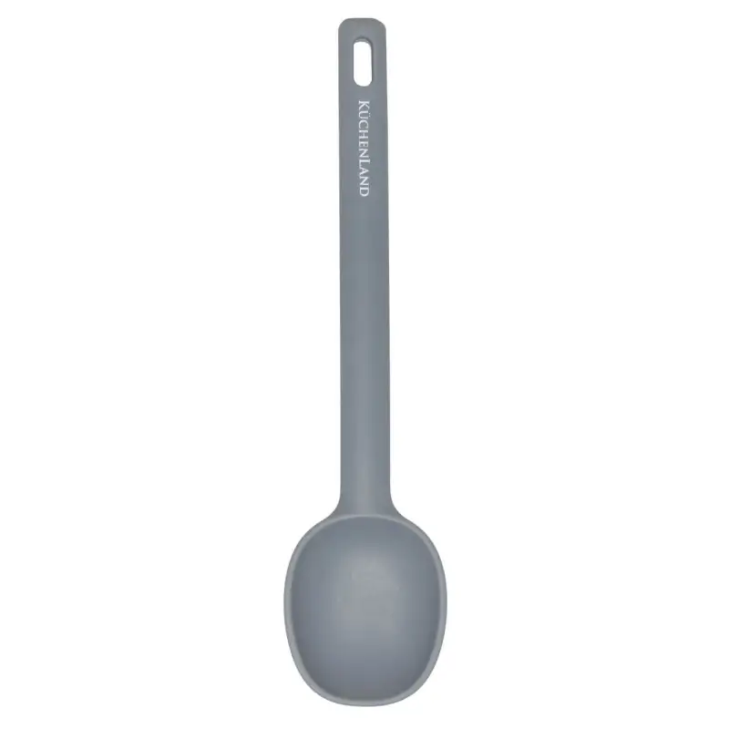 Serving spoon, 28 cm, silicone, grey, Grey steel