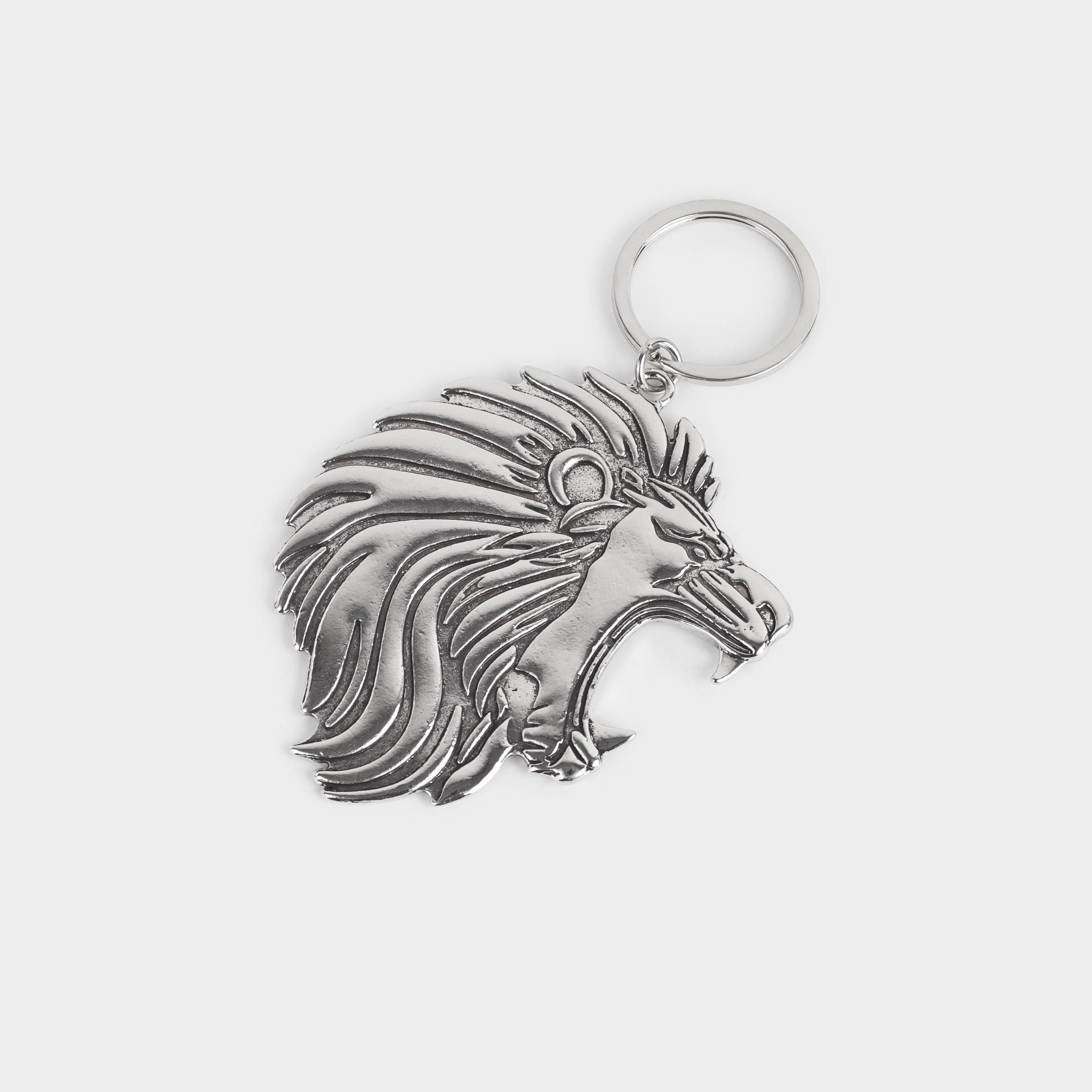 Keychain bottle opener, 8 cm, steel, Lion, Leo