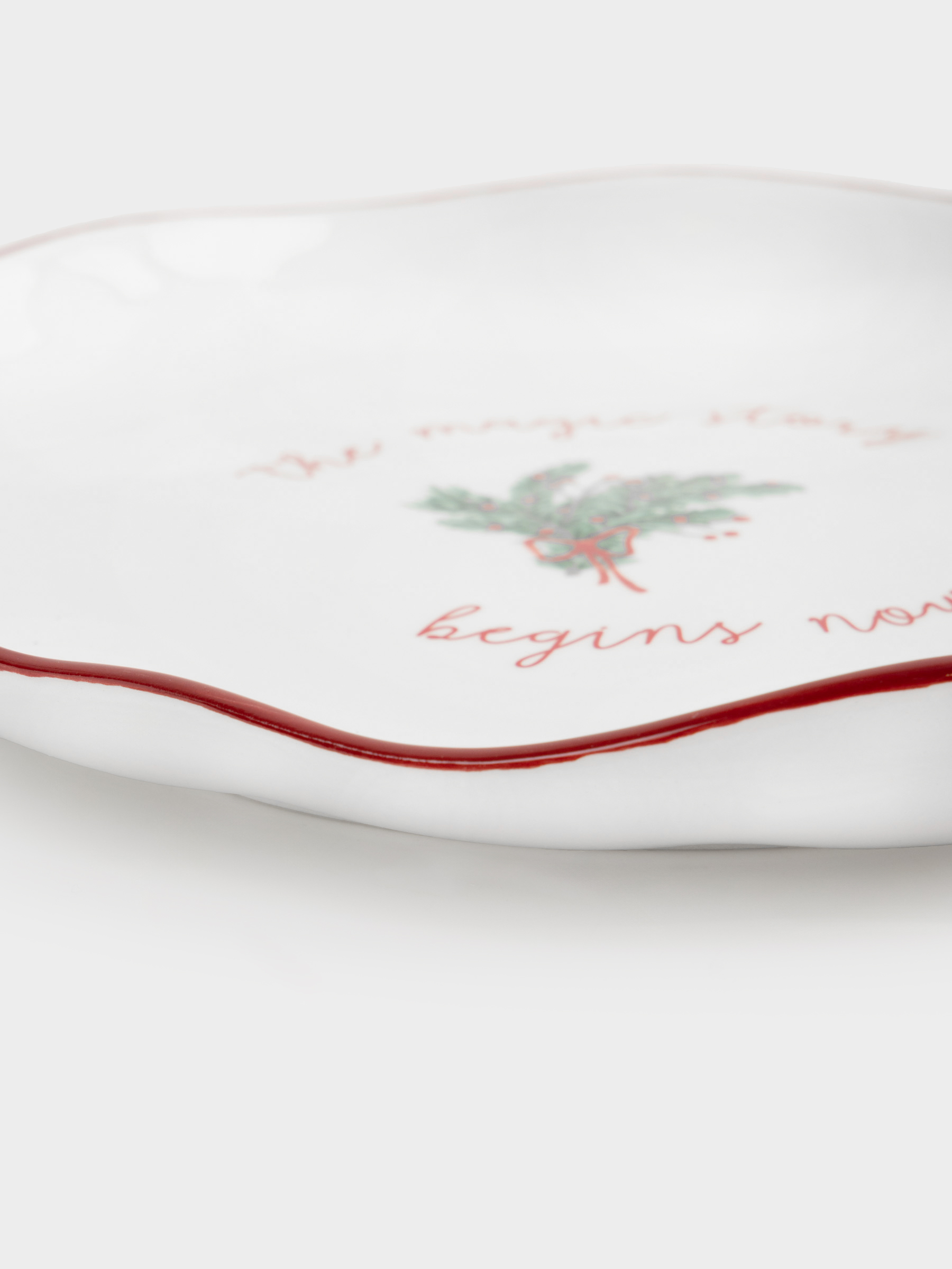 Snack plate, 21 cm, ceramic, fir branch, Christmas tree, image-3