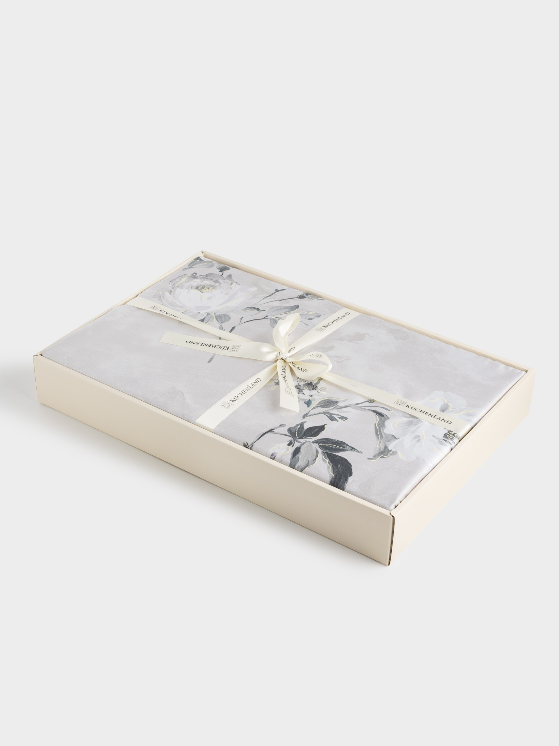 Bed linen set, euro, Tencel 300 TC, light grey, Flowers, Tencel, image-10