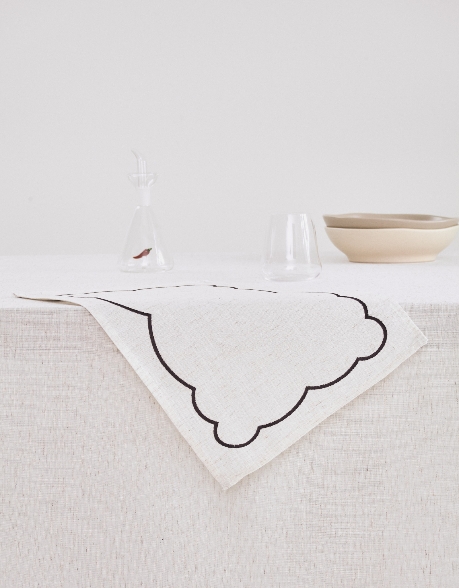 Placemat, 30x45 cm, polyester / linen, rectangular, beige, Vintage, Melange outline, image-6