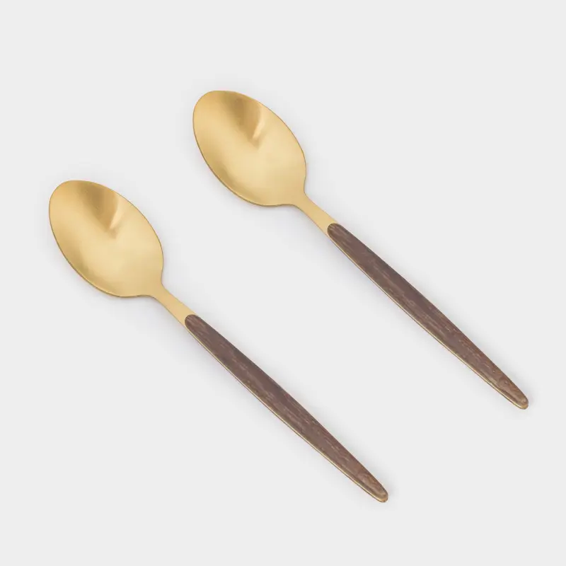 Tea spoon, 2 pcs, steel / plastic, golden, matte, Oslo gold ,image-0