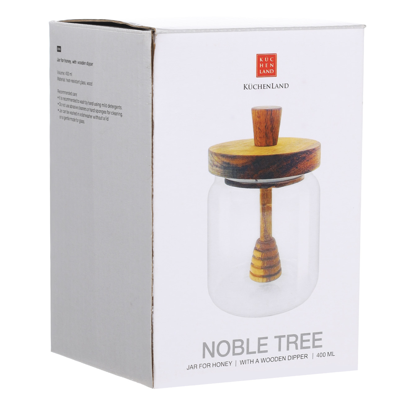 Honey jar, 400 ml, with spoon, Used glass, Noble tree
