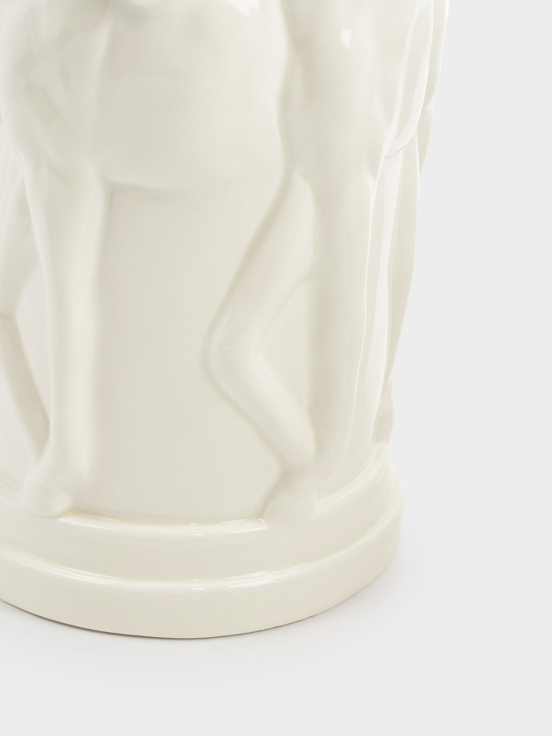 Flower vase, 24 cm, ceramic, milky, Horses, Horse pattern, image-3