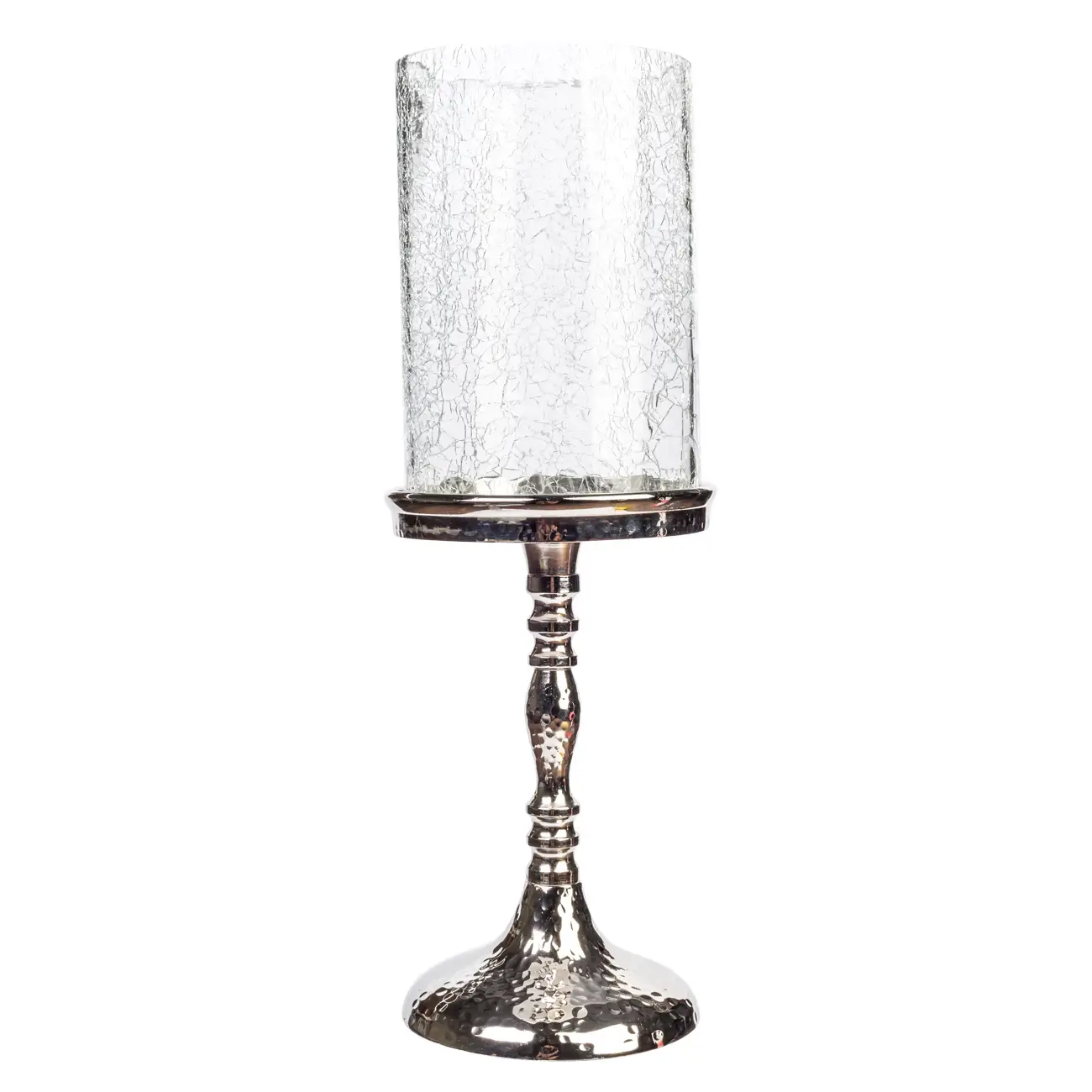 Candle holder, 32 cm, on a leg, glass / metal, silver, Fantastic R, image-0