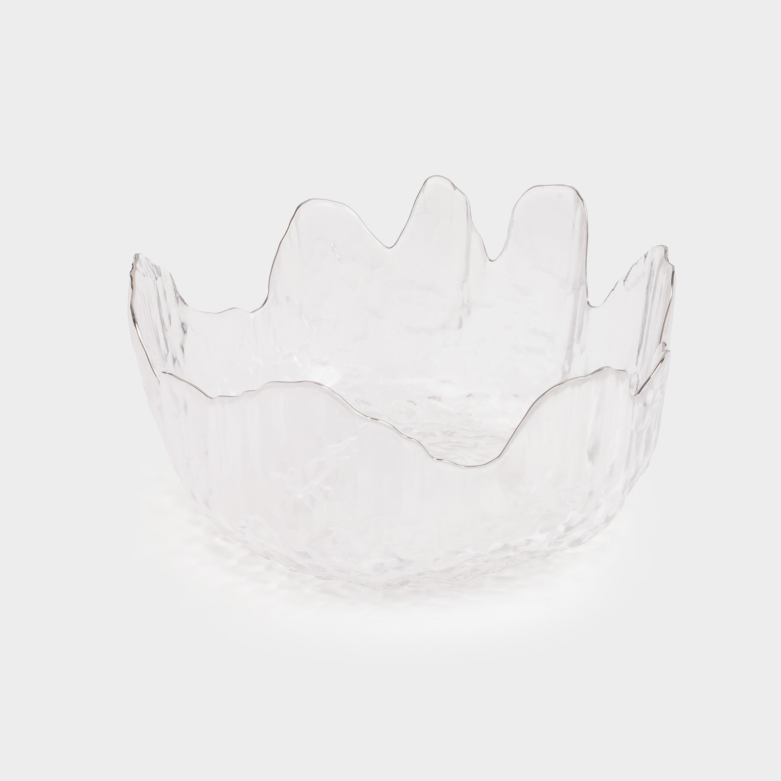 Salad bowl, 17x7 cm, 700 ml, glass, with silver edging, Nautilus silver, image-1