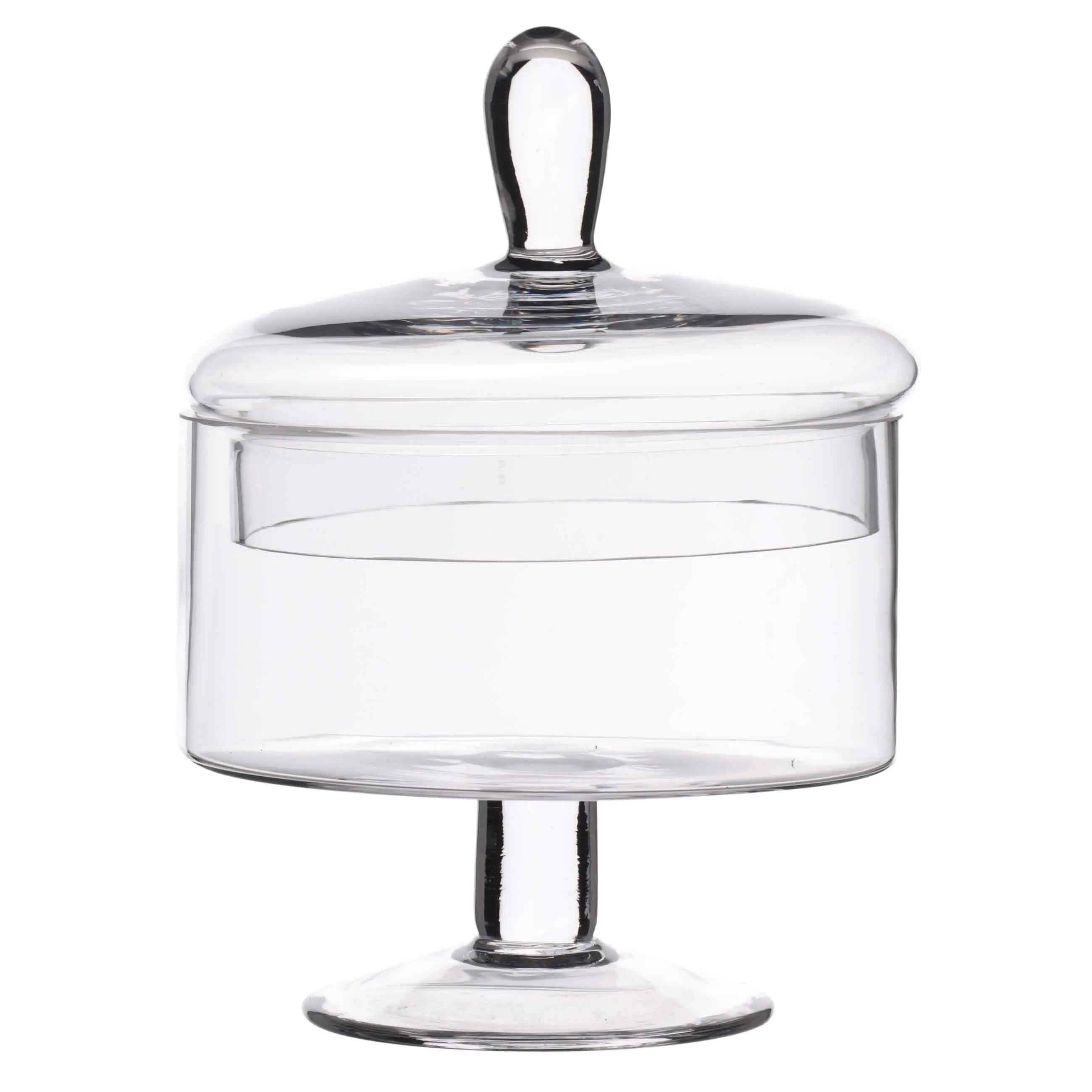 Candy bowl, 13x17 cm, 750 ml, on the leg, with lid, glass, Clear, image-0