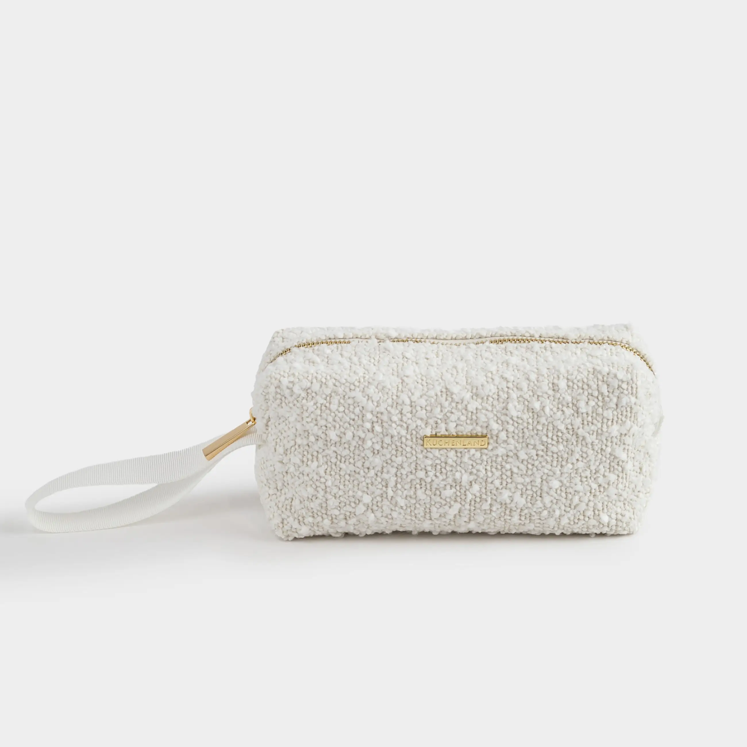 Cosmetic bag, 20x7 cm, with handle, Boucle, milky, Boucle beauty