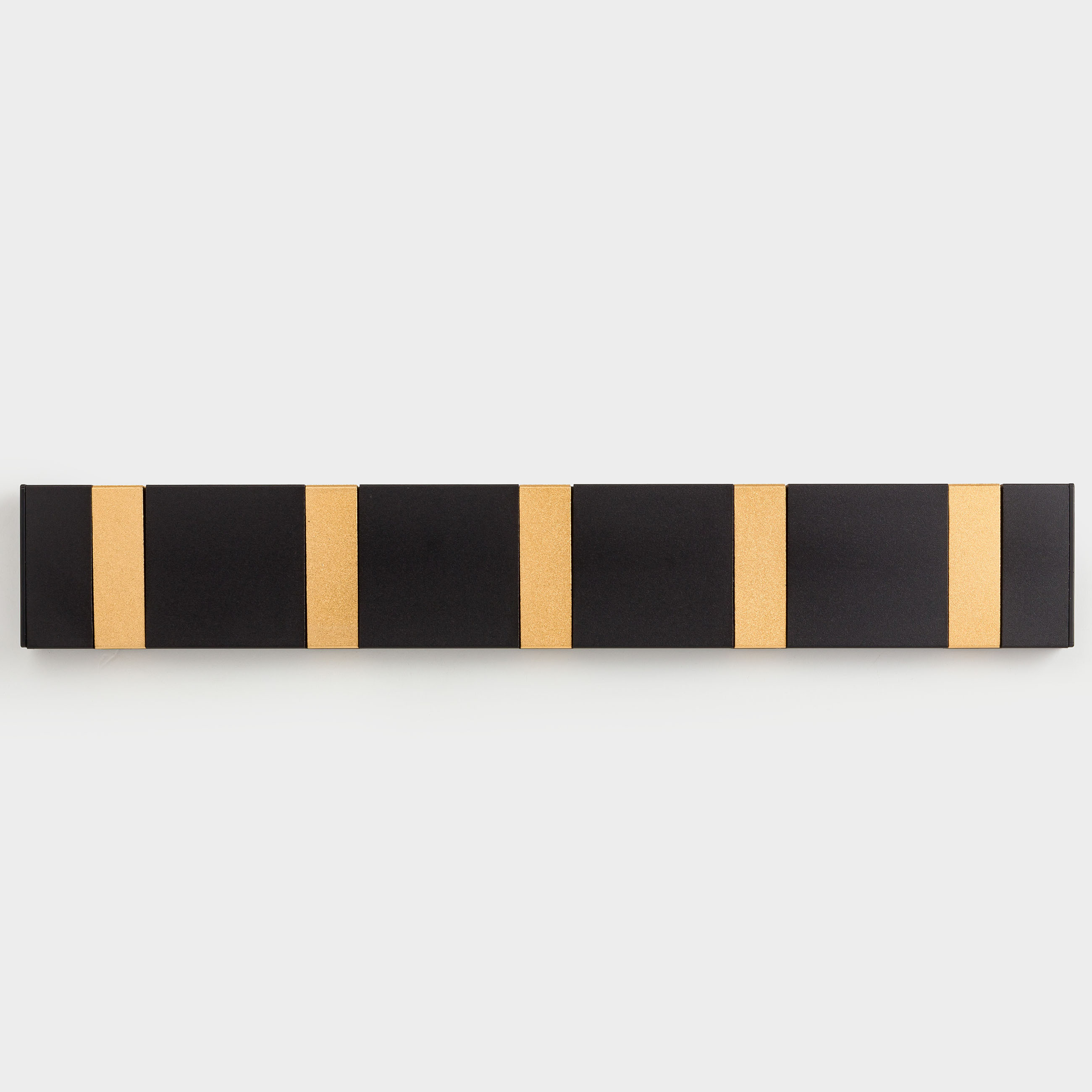 Hook, 43x7 cm, 5 compartments, wall-mounted/hidden, metal, black-gold, Trend