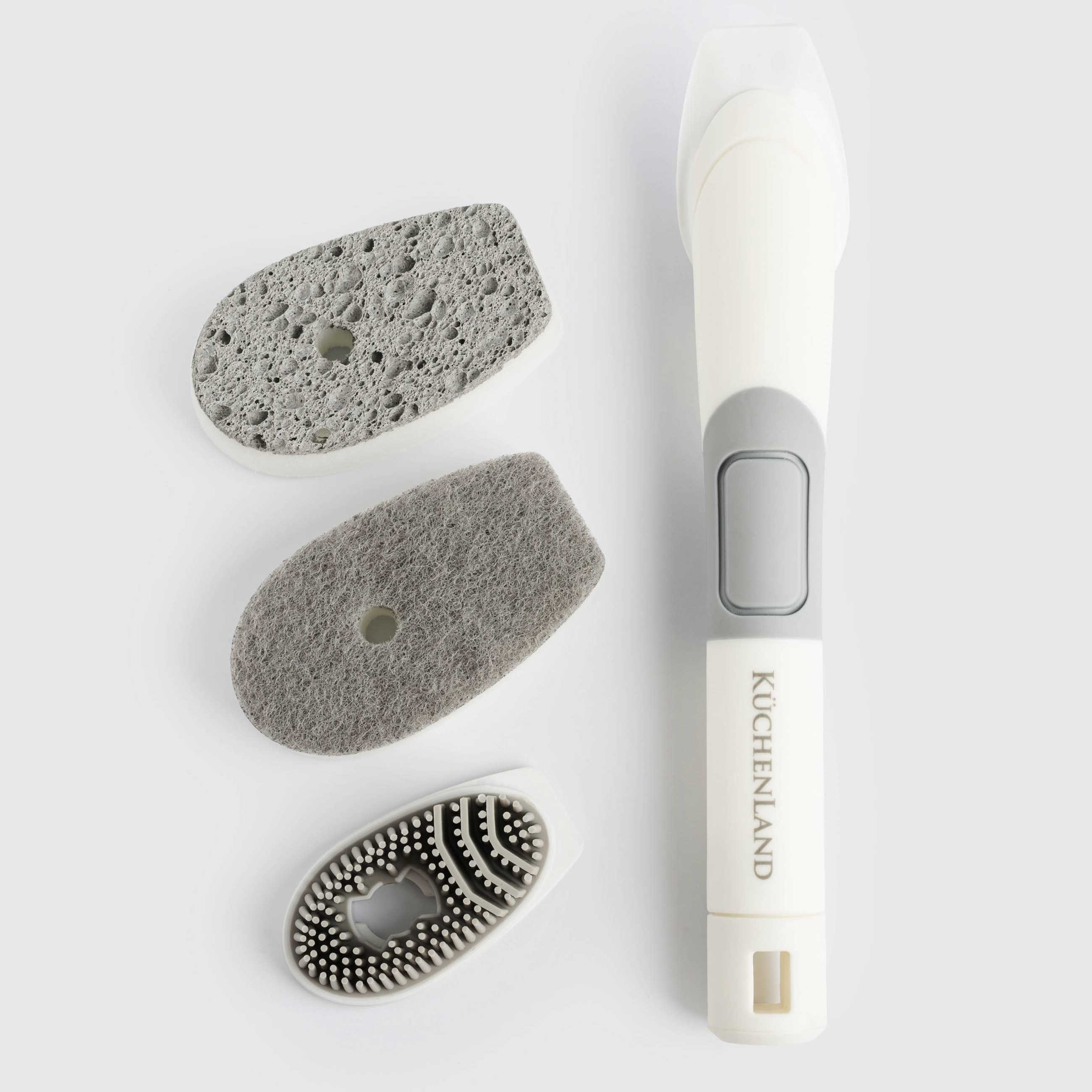 Cleaning brush, 25 cm, 3 nozzles, with detergent dispenser, plastic, grey-white, Clean