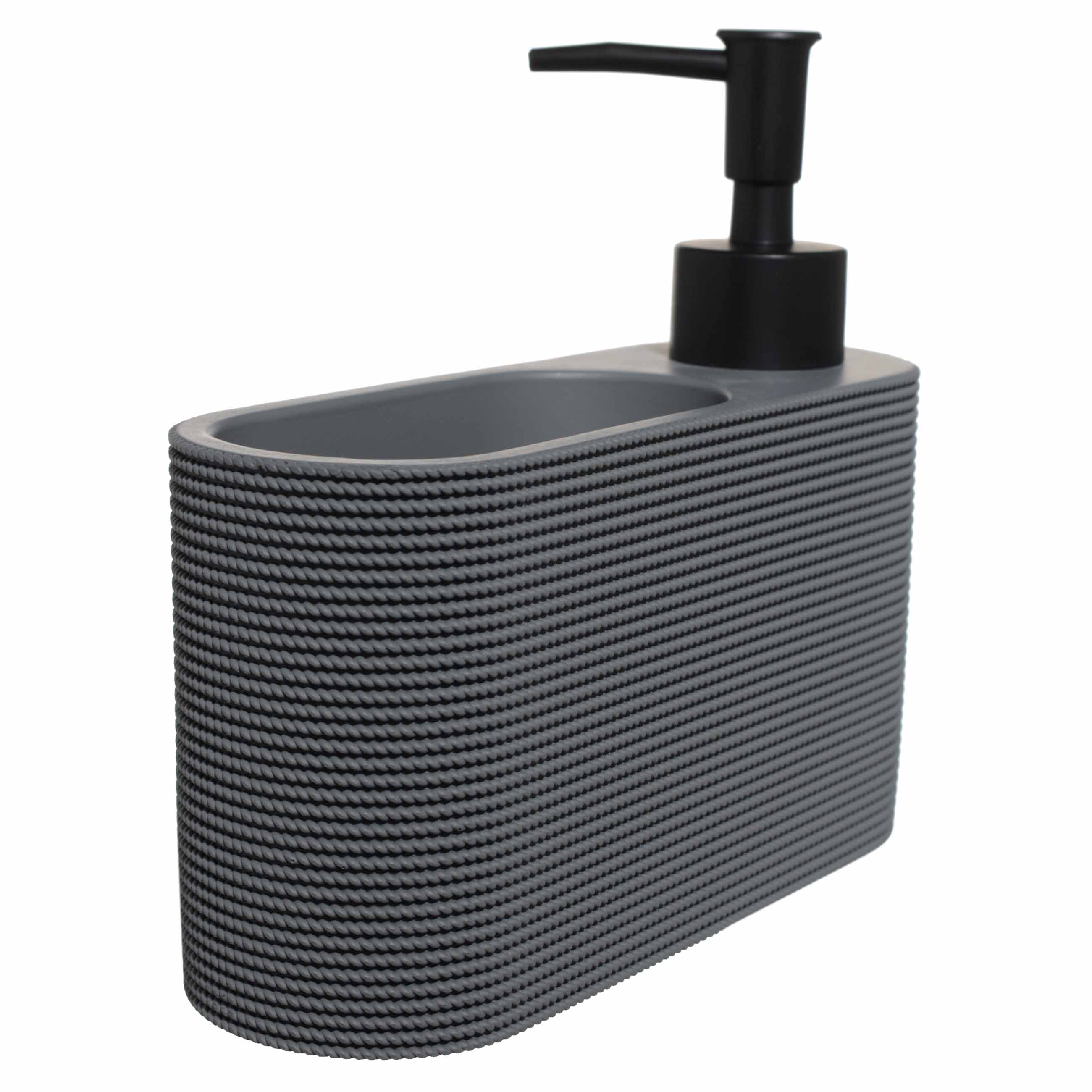 Detergent dispenser, 250 ml, organizer, with sponge, polyresin / plastic, Grey, Grey steel