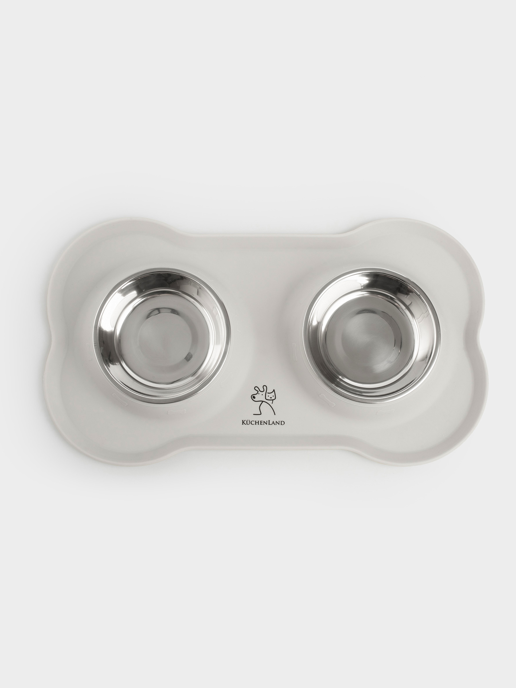 Pet bowl, 35x21 cm, 170 ml, double, on stand, steel / silicone, gray, Favorite pet, image-4