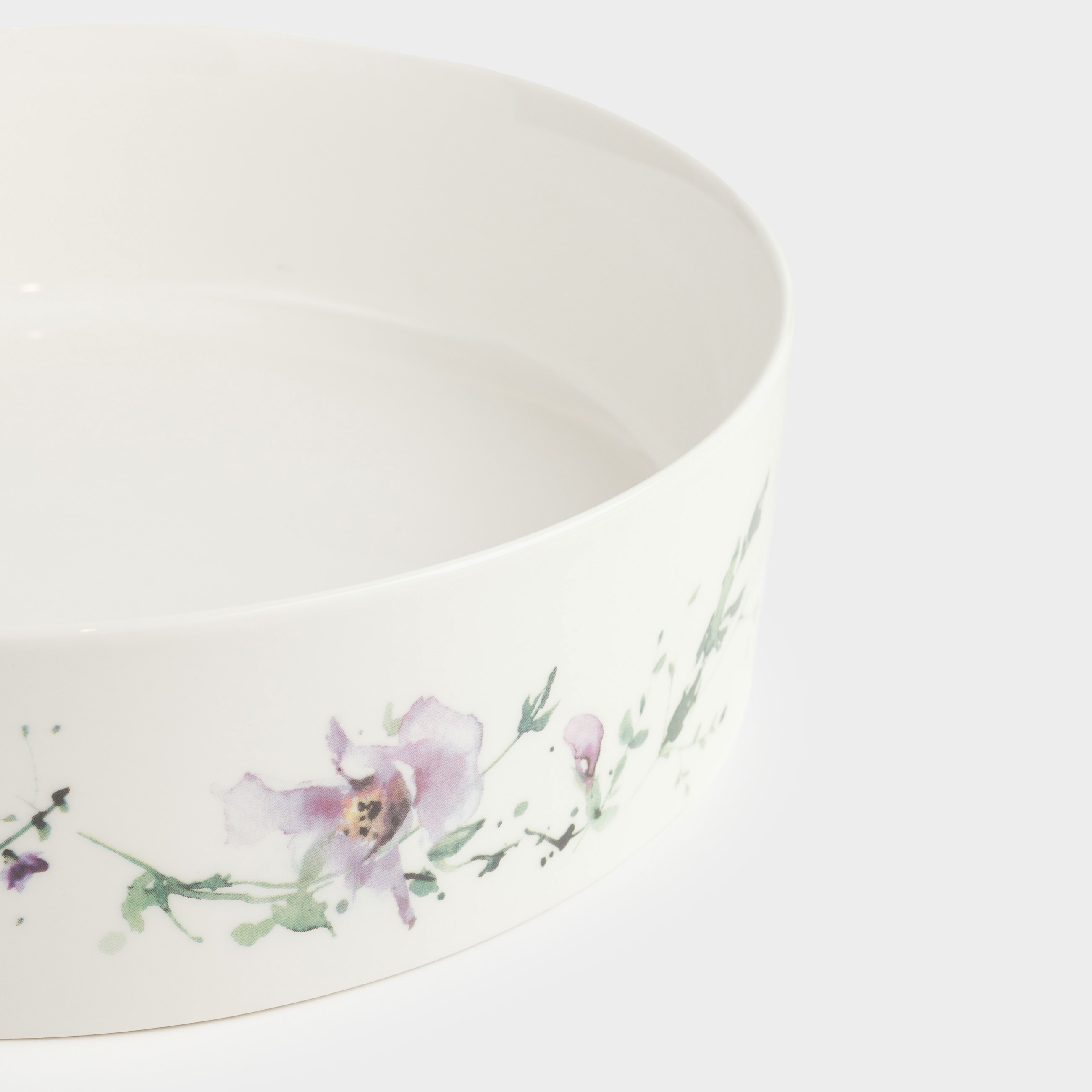 Dish, 23x6 cm, with sides, porcelain N, white, Lilac flowers, Floret