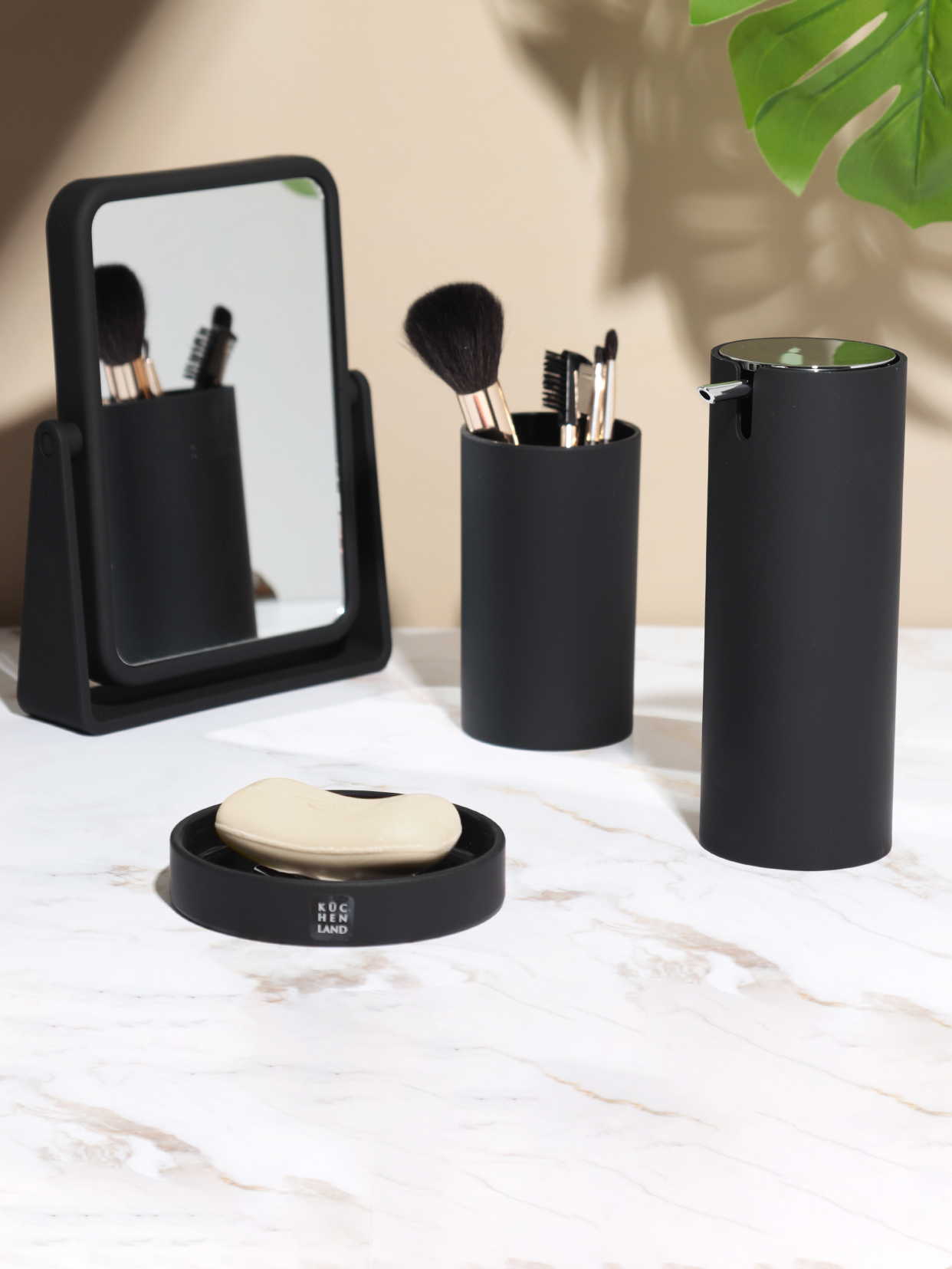 Bathroom tumbler, 11 cm, plastic, black, Loft style, image-2