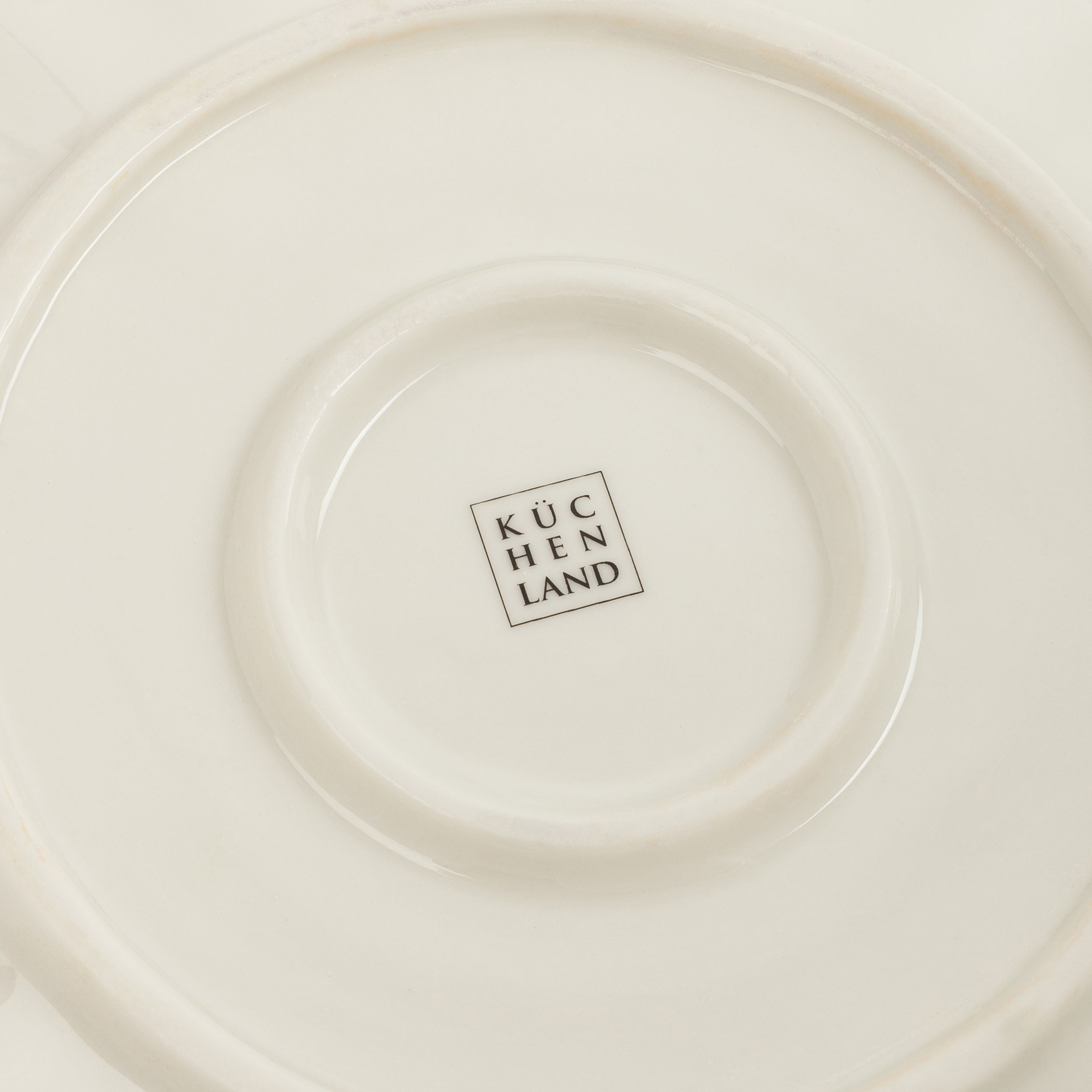 Dessert plate, 20 cm, porcelain P, milky, with golden edging, gray flowers, Florals, image-5