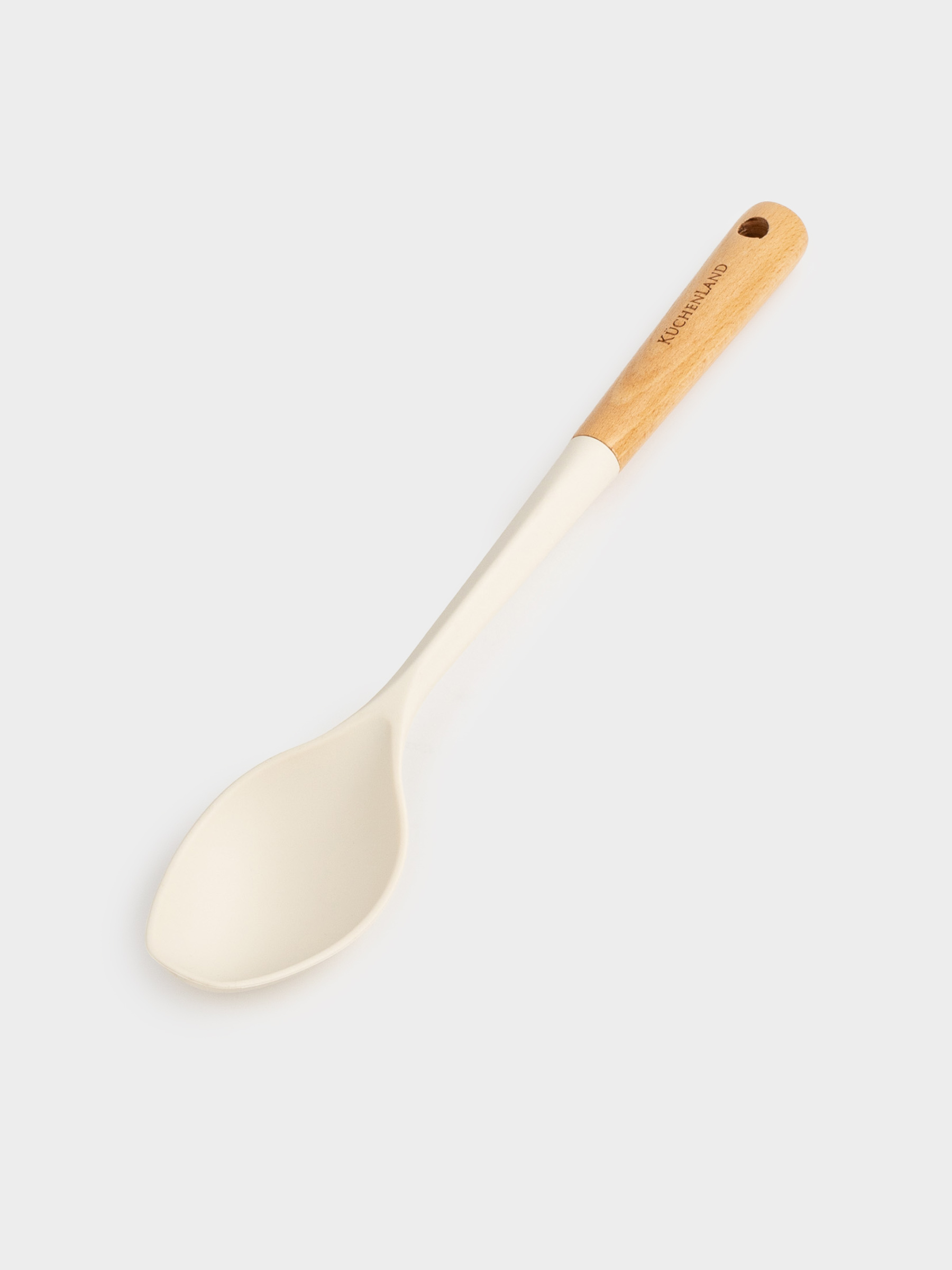 Serving spoon, 32 cm, silicone/wood, milky, Legerity, image-2