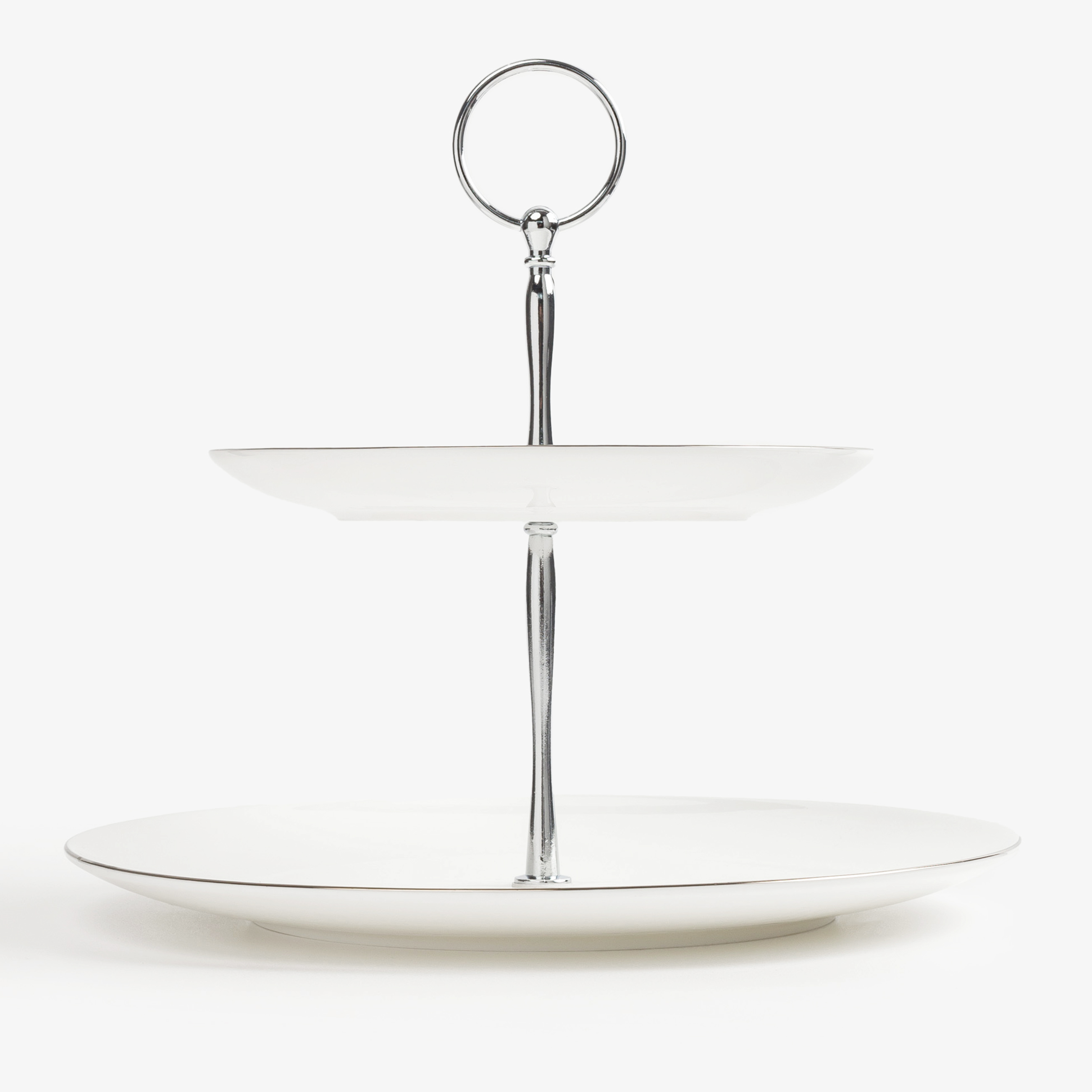 Cake stand, 26x18 / 24 cm, 2 tiers, porcelain F / metal, white, Antarctica