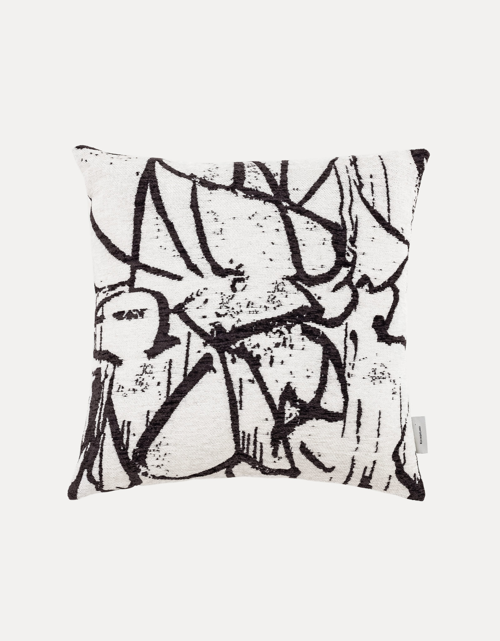 Decorative pillow, 45x45 cm, chenille / velvet, milk, Abstract, Chenill
