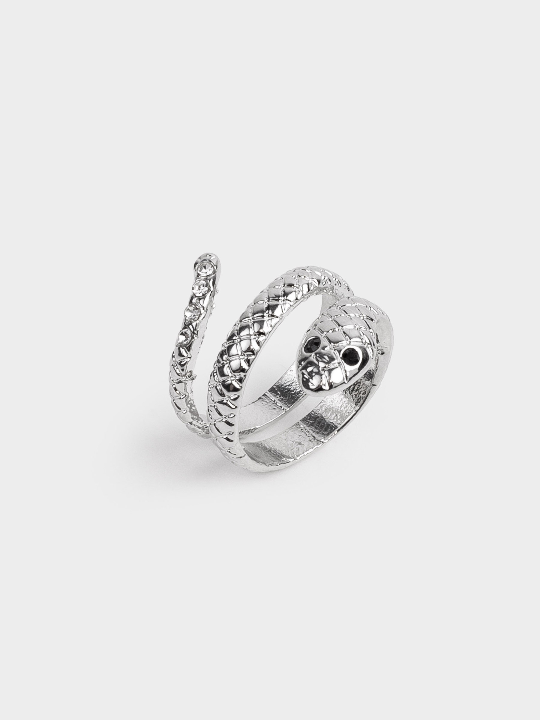 Ring, size S-M, single size, metal, Silver, Snake, Jewelry snake