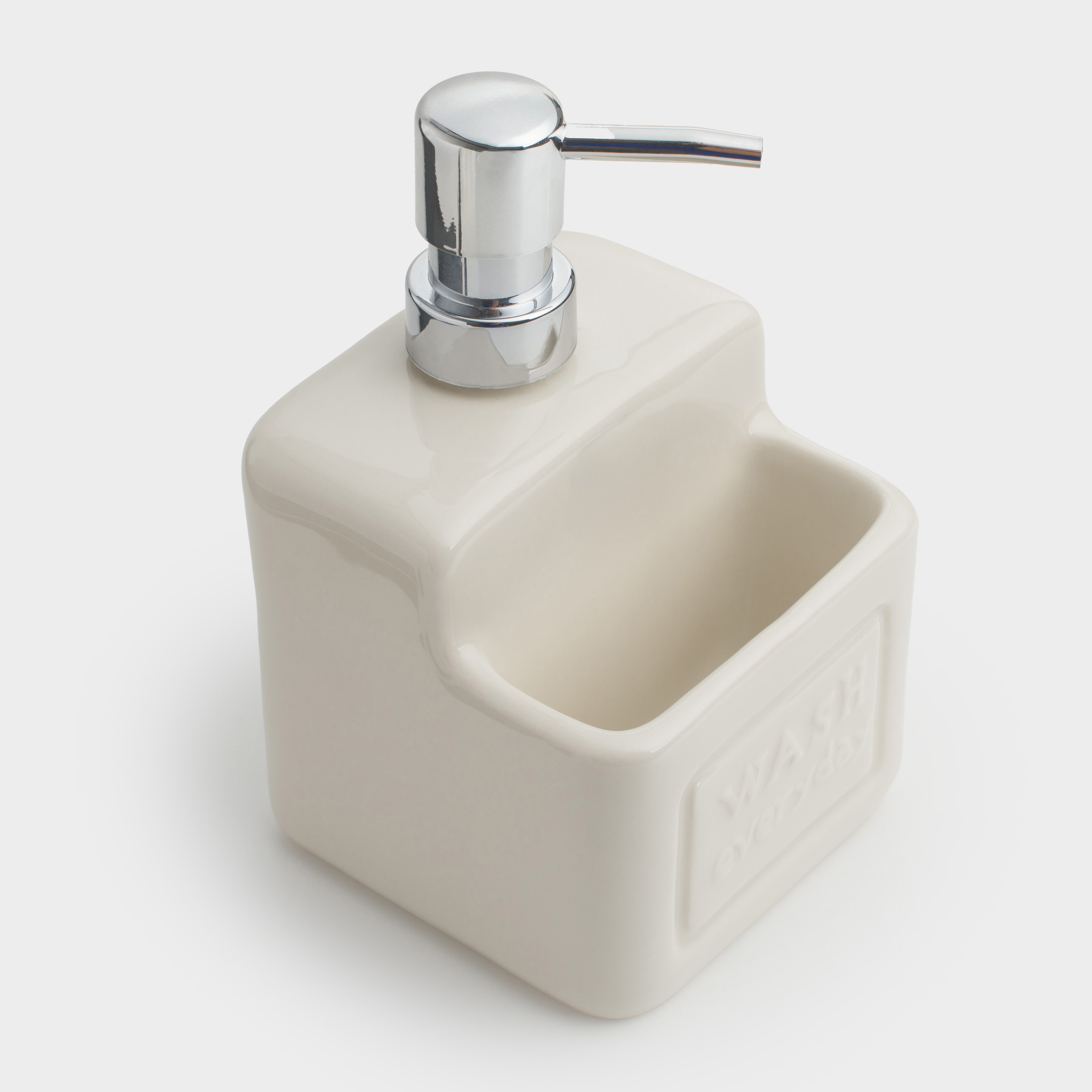 Detergent dispenser, 550 ml, organizer, ceramic/plastic, beige, Galori, image-3