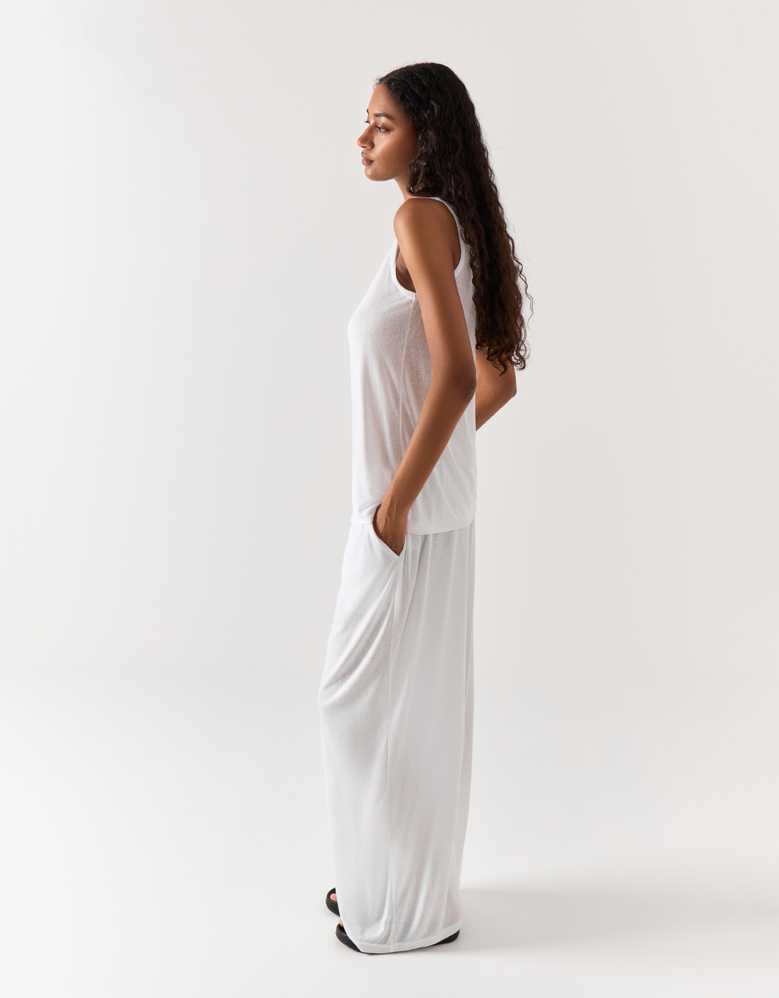 Women's top, homewear, size S, viscose / polyester, white, Railia, image-3