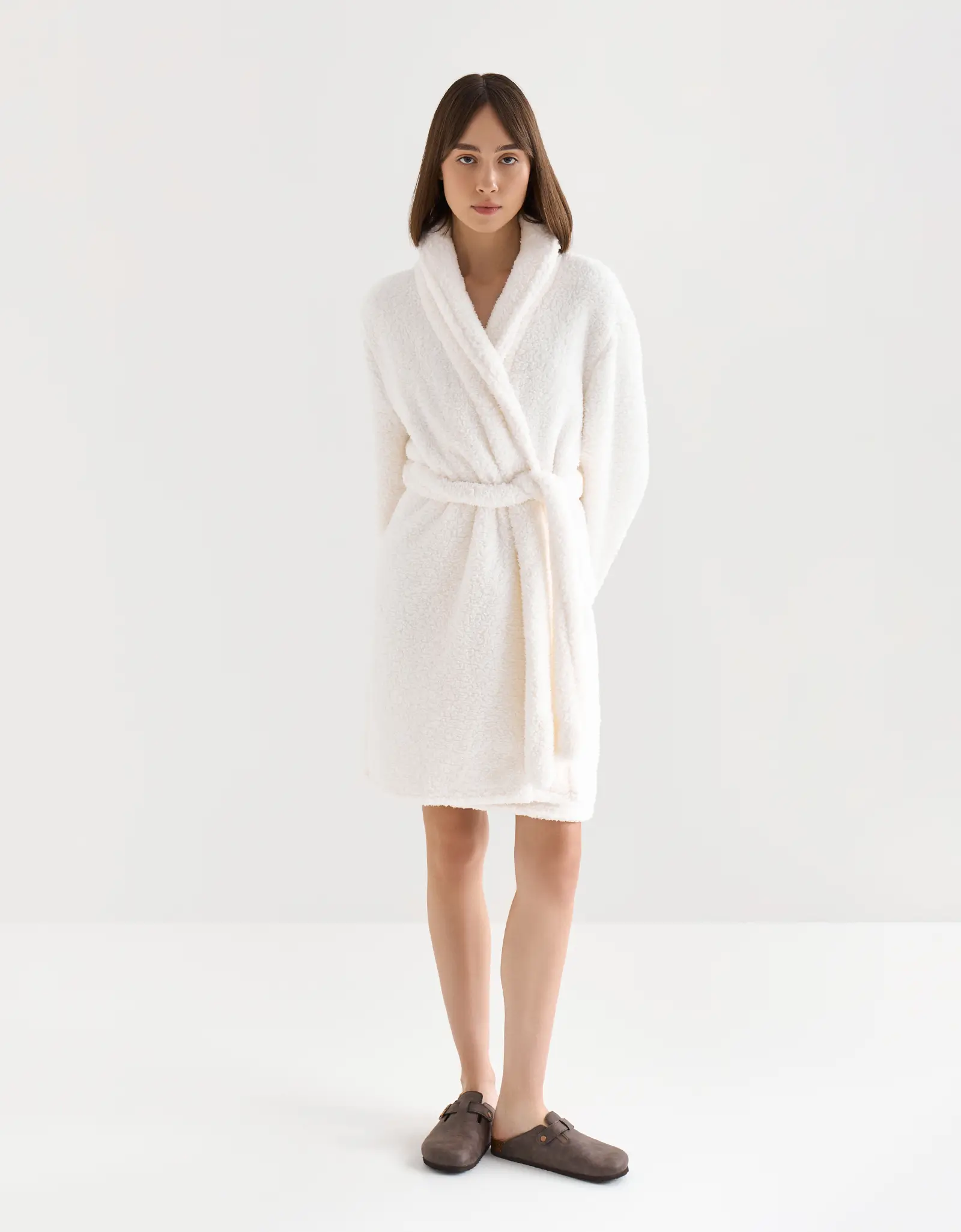 Robe for women, home, R. L, long sleeve, sherpa, milk, Lola