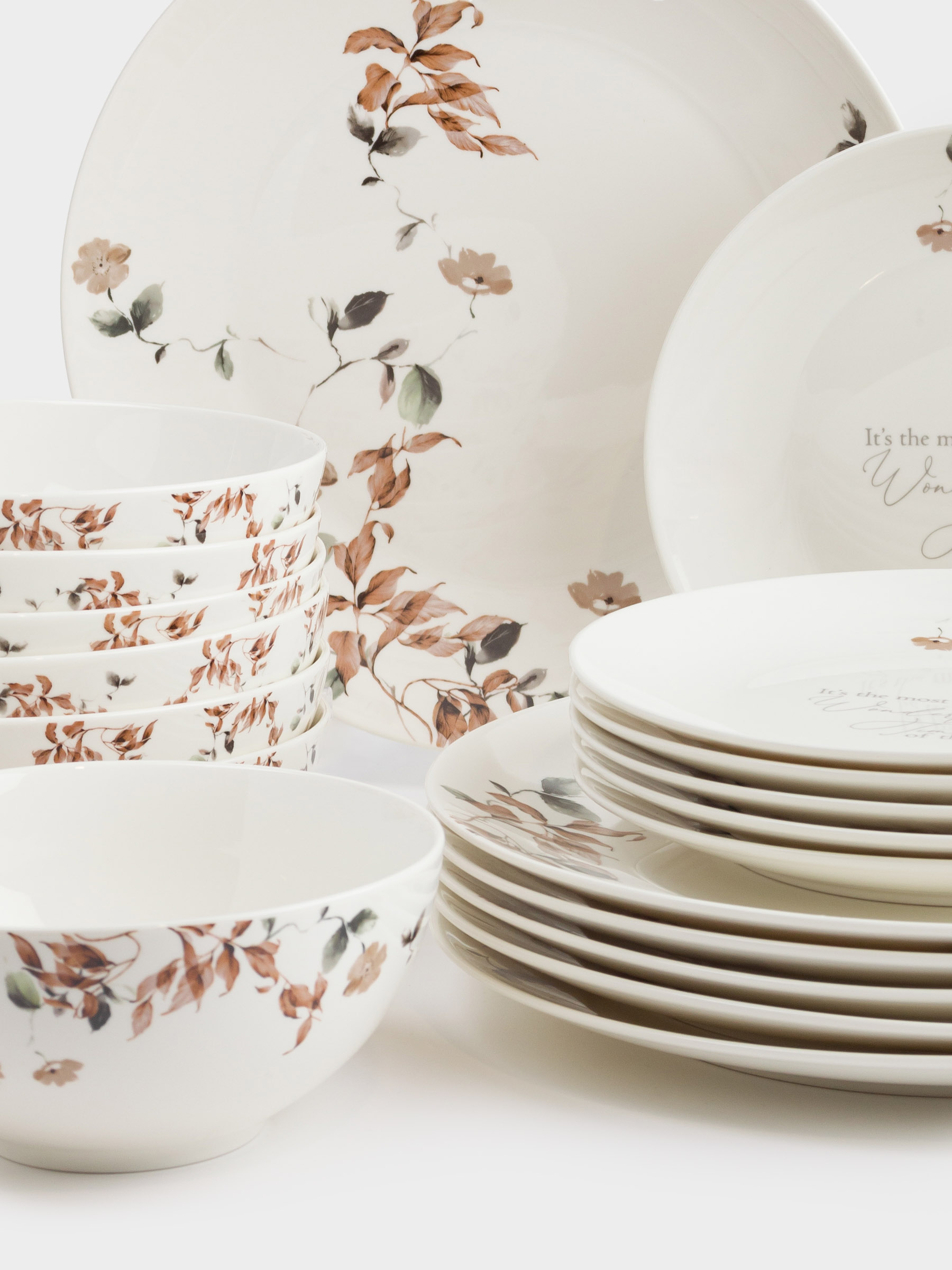 Dining set, 6 persons, 19 items, porcelain N, Autumn flowers, Refined floral, image-6