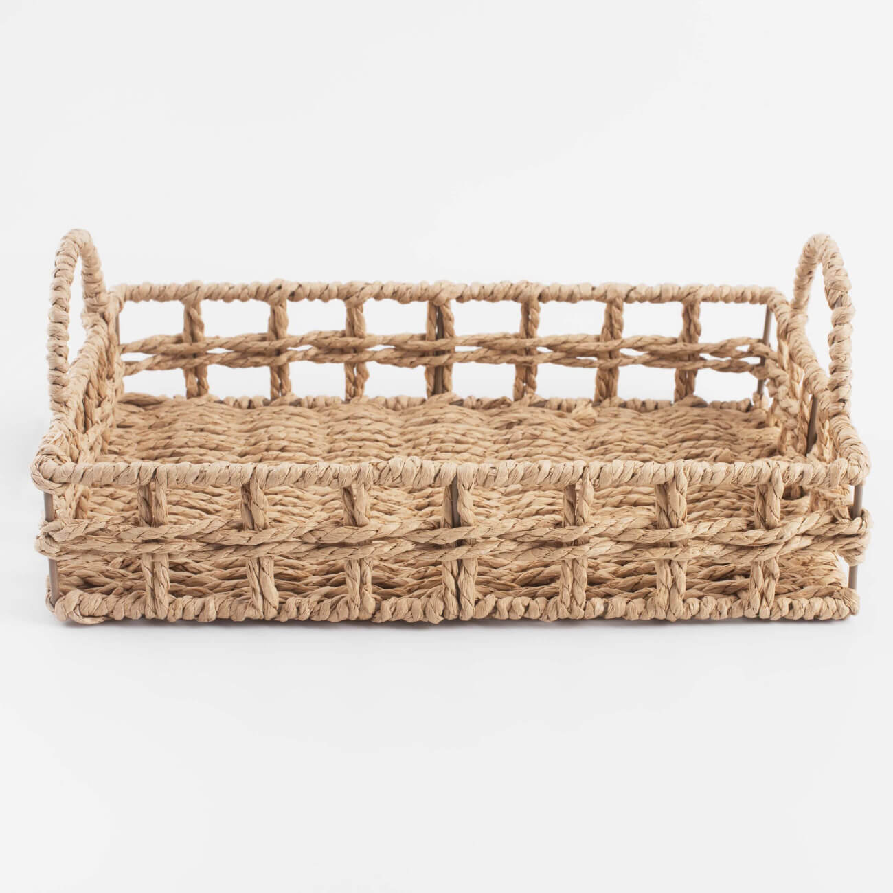 Tray, 29x20 cm, wicker, with handles, cellulose, Rectangular, Braided