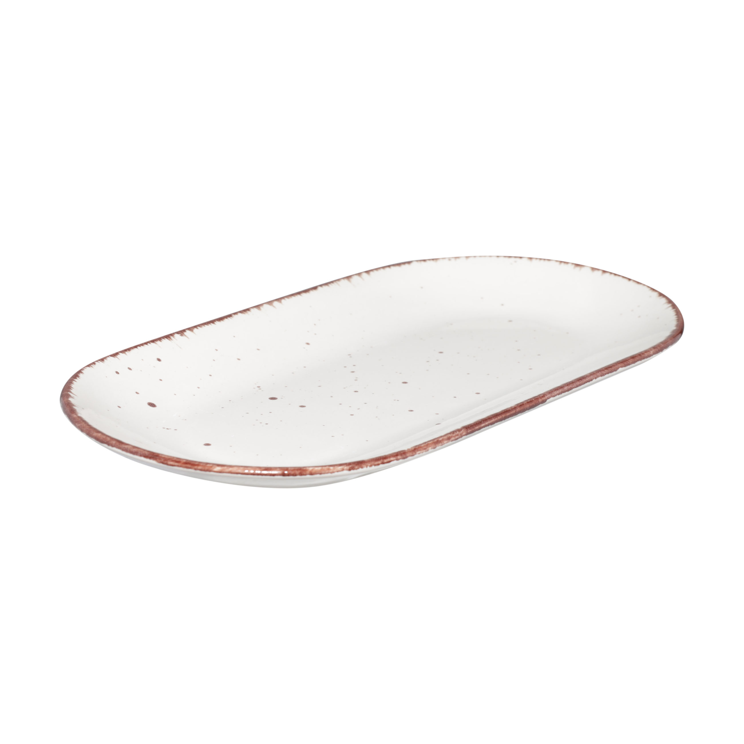 Dish, 25x13 cm, ceramic, oval, beige, Speckled, Speckled