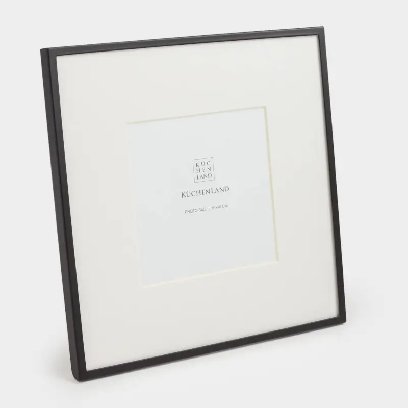 Photo frame, 18x18 cm, with passepartout, metal / glass, Black, Frames