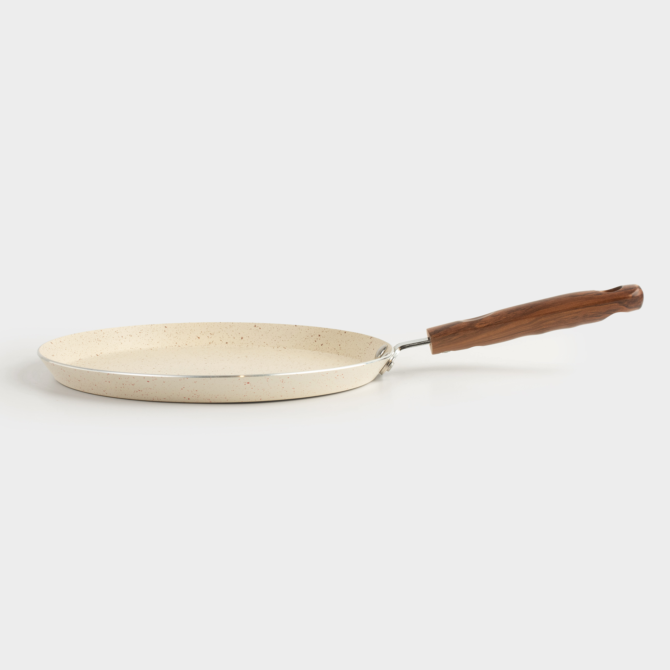 Pancake pan, 22 cm, coated, with spatula, metal / wood, cream, Crepe