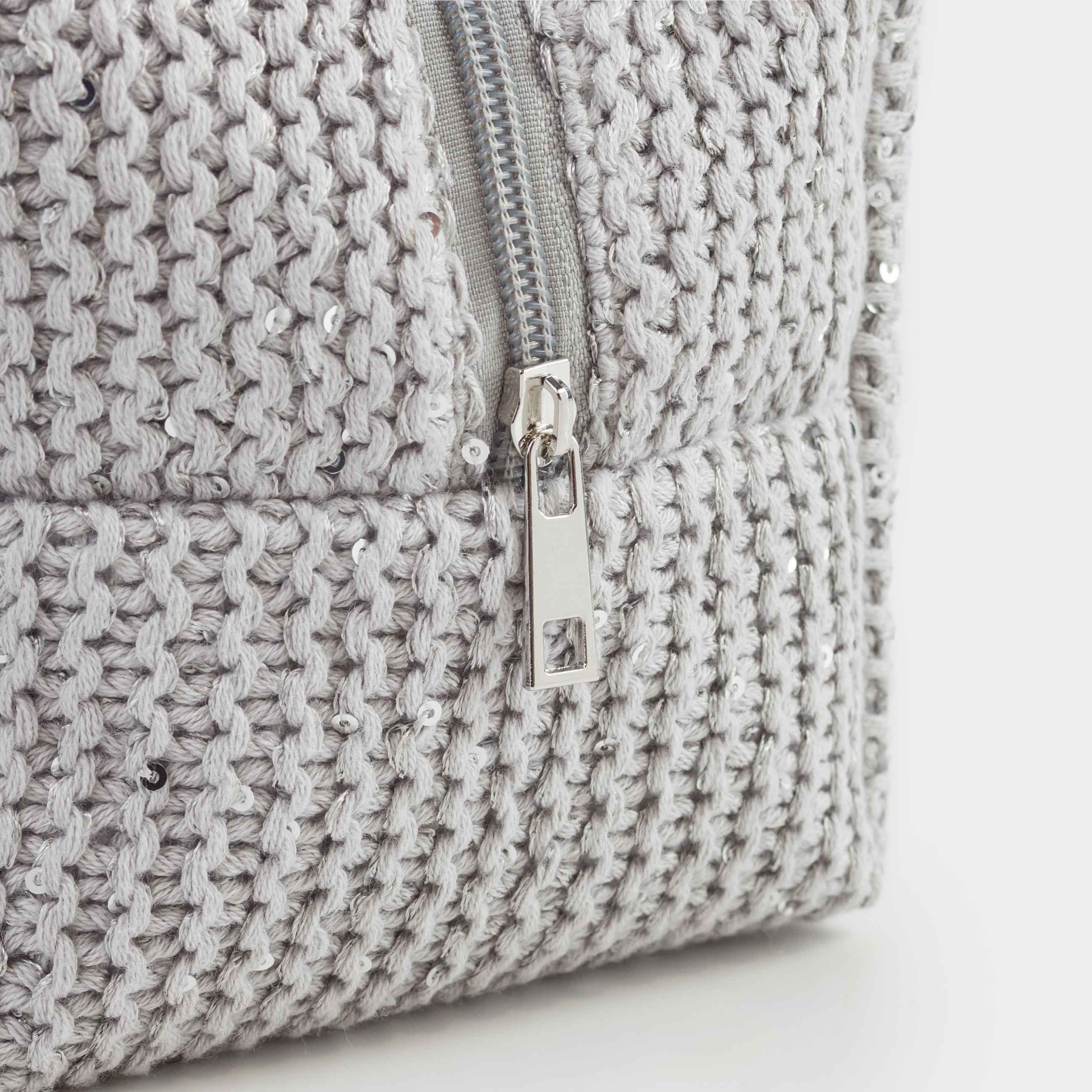 Cosmetic bag, 20x10 cm, cotton / plastic, silver-grey, Node, image-2