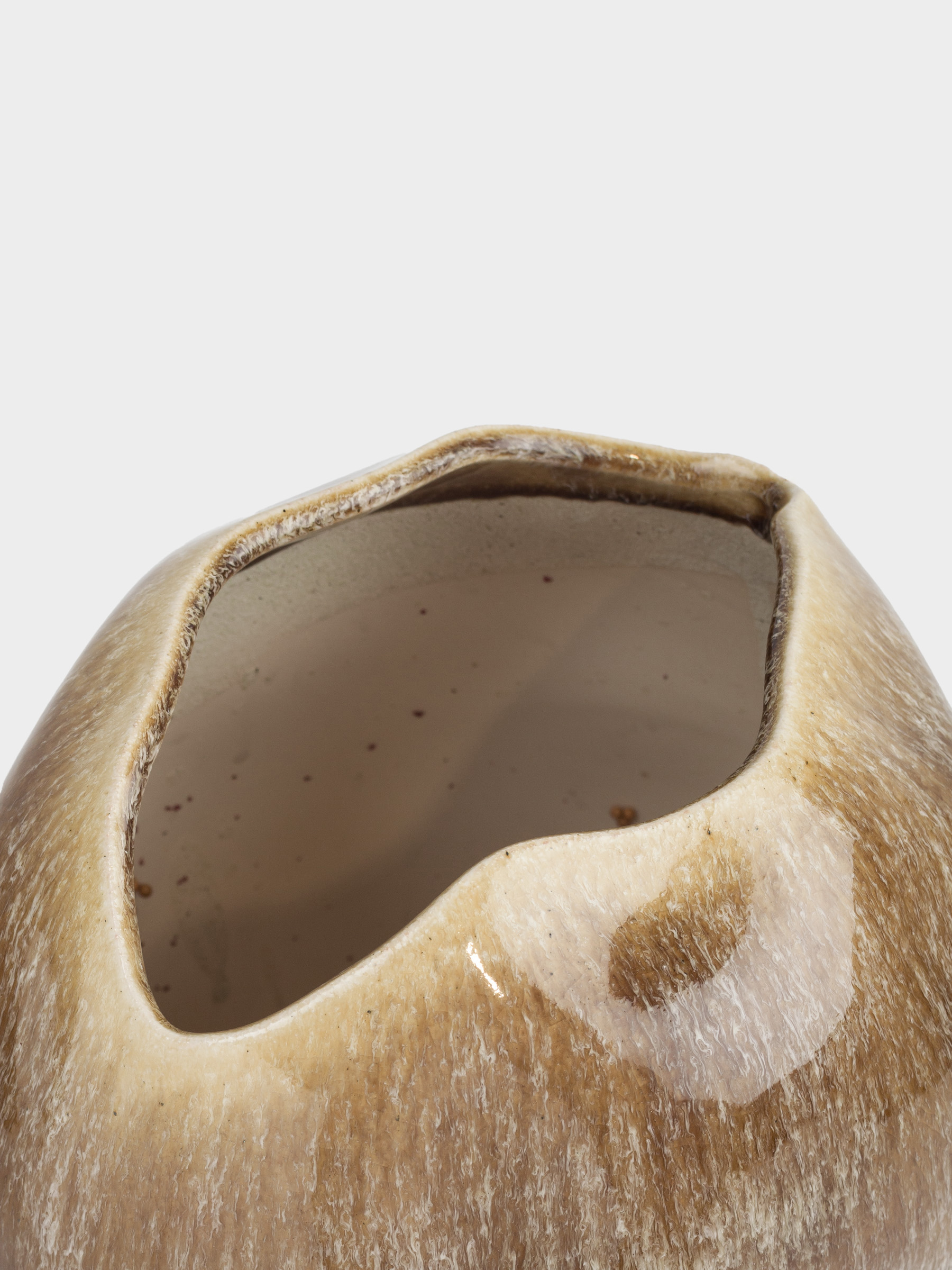 Flower vase, 30 cm, ceramic, brown, Uneven edge, Antic, image-1