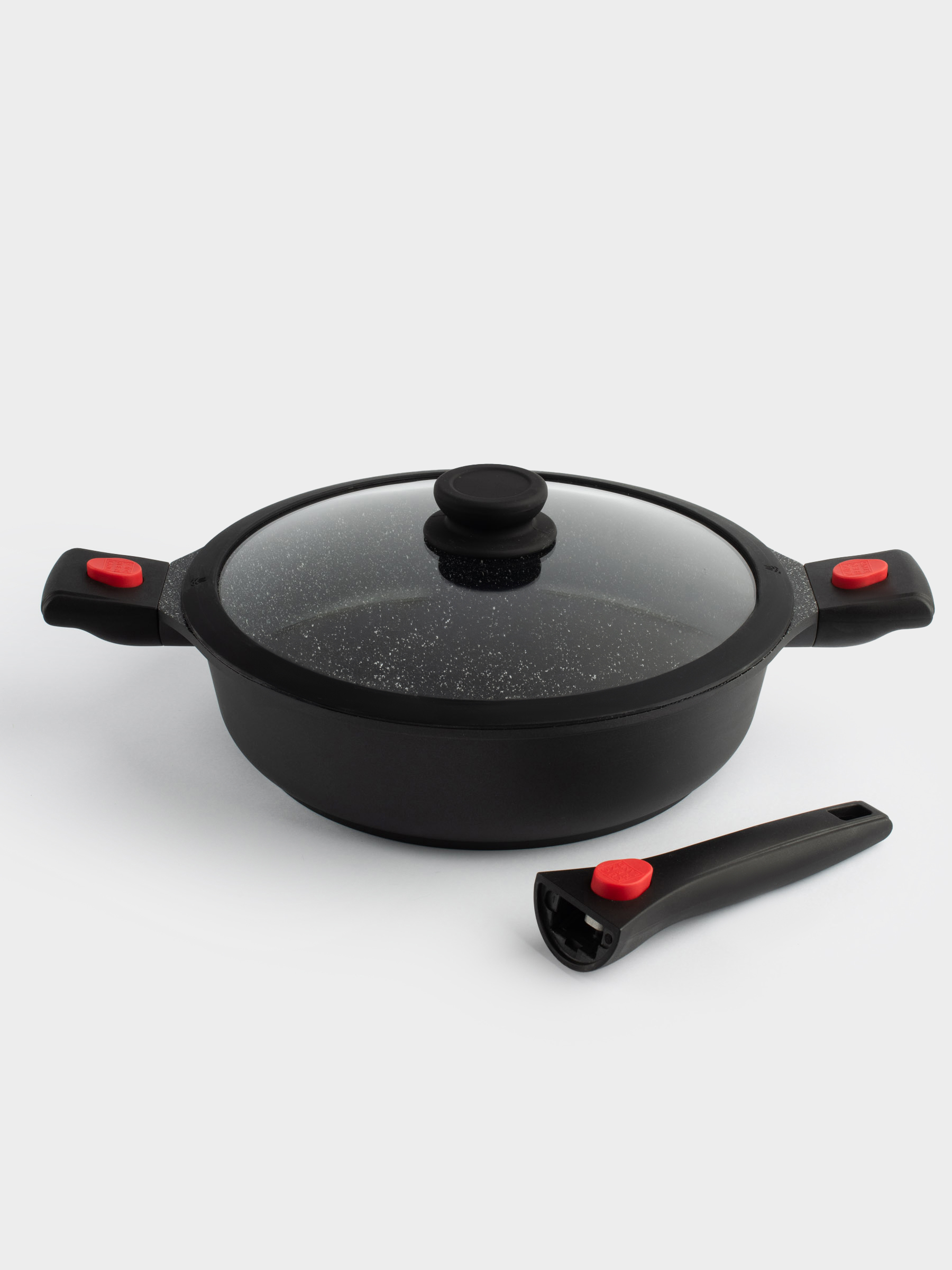 Saucepan, 28 cm, with lid, 3 removable handles, coated, aluminum, Solution Red 2, image-10