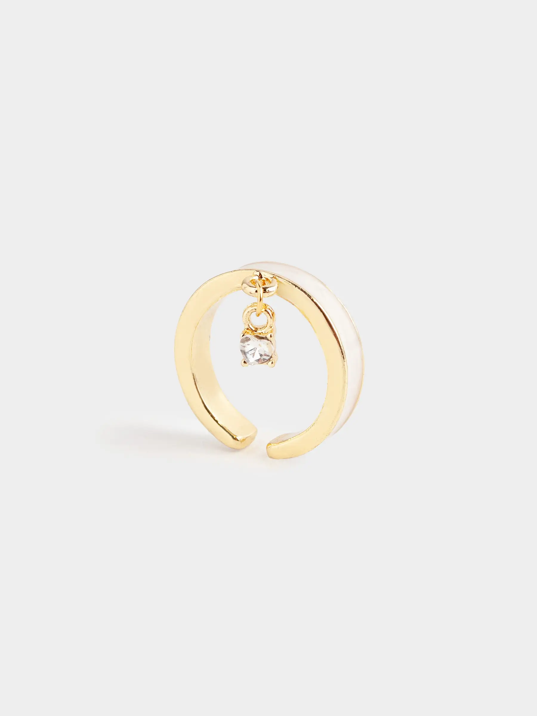 Ring, size S-M, single size, with pendant, metal, golden beige, Heart, Jewelry heart