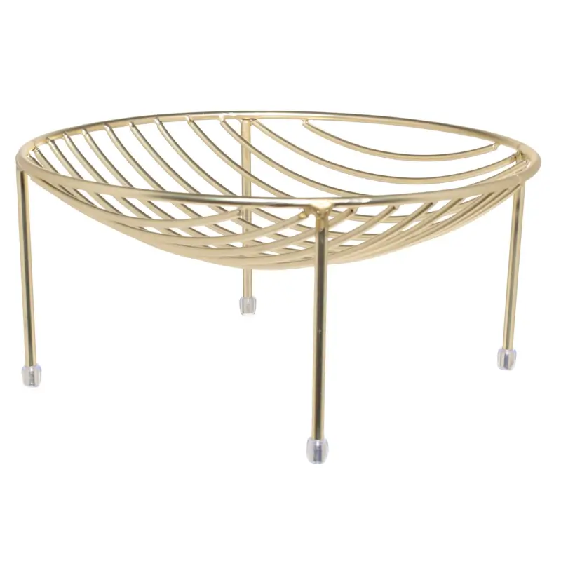 Fruit basket, 26 cm, with legs, metal, golden, Twist gold ,image-0
