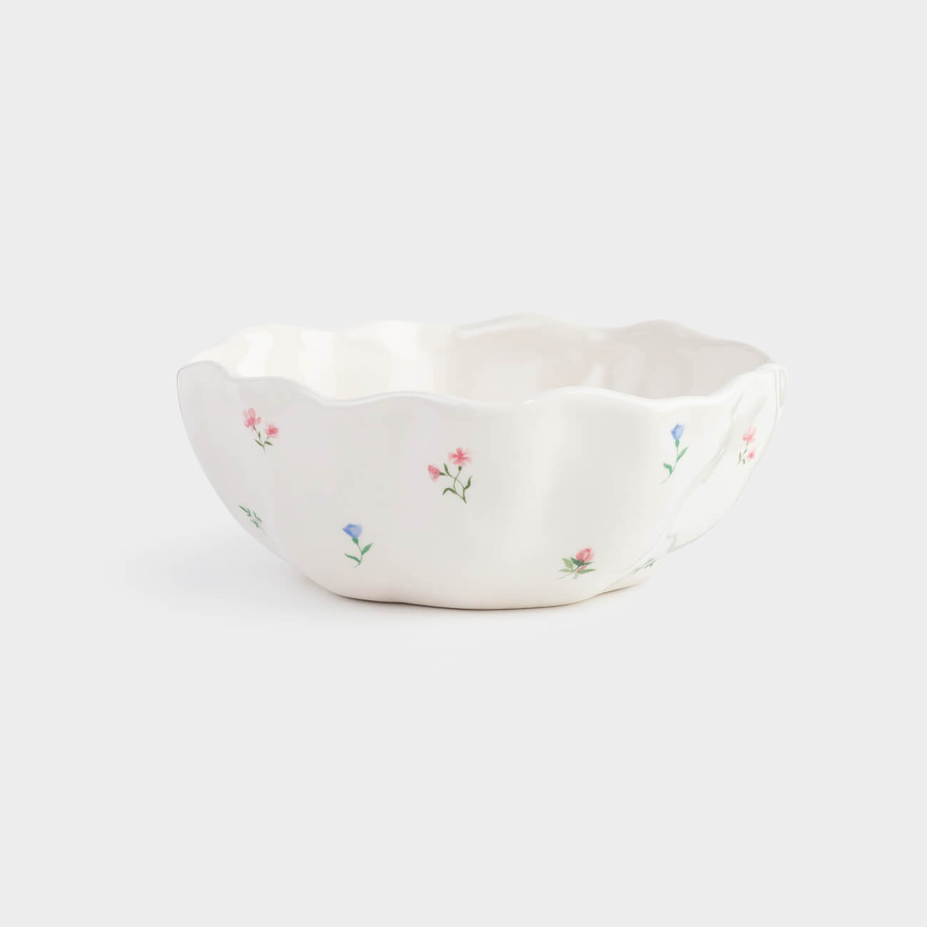 Bowl, 13x5 cm, ceramic, milky, Flowers, El flora