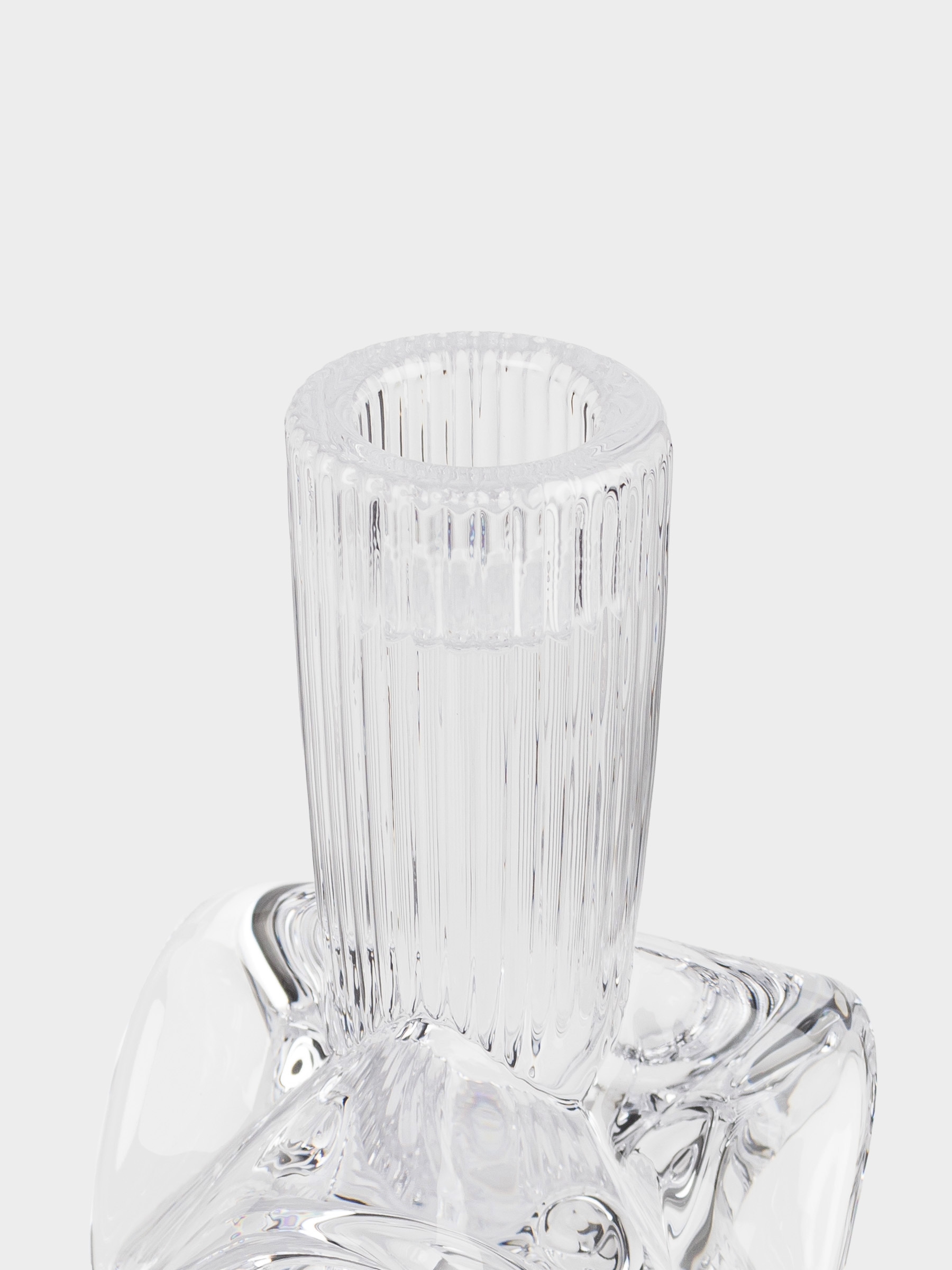 Candlestick, 15 cm, for a thin candle, on a leg, glass, Ribedic, image-2