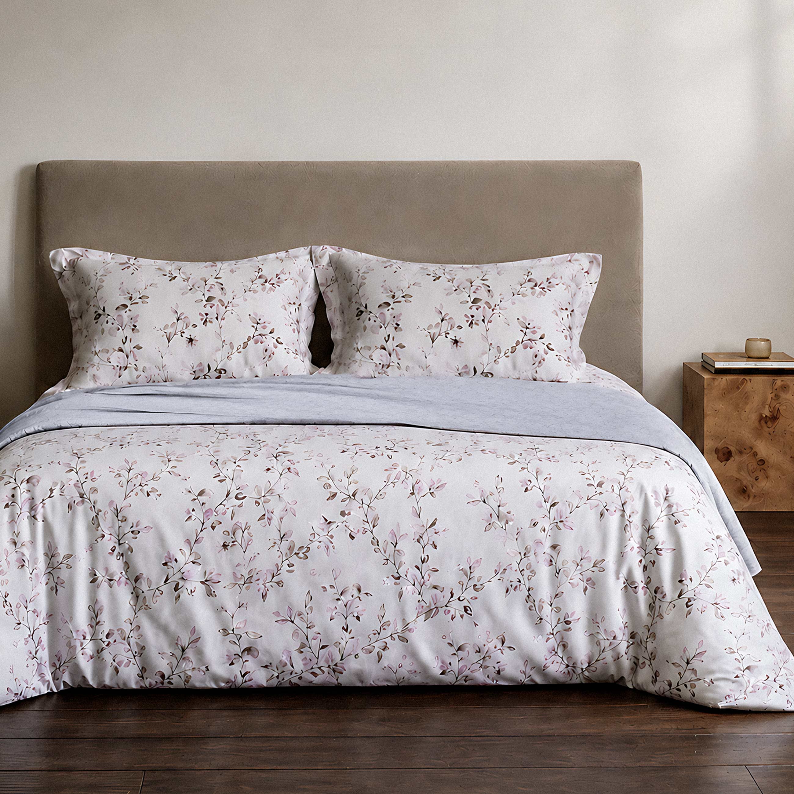 Bed linen set, Euro, Tencel 300 TC, grey, Branches, Tencel