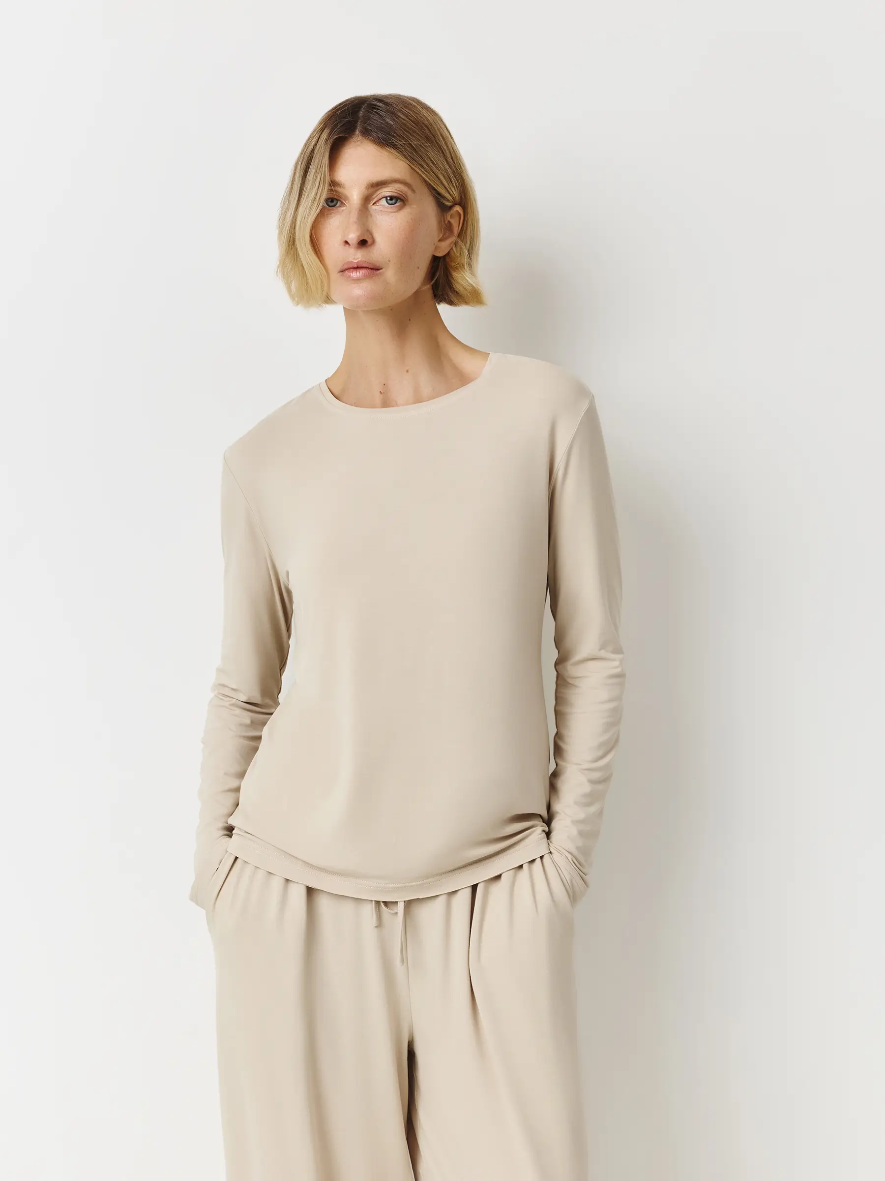 Women's long sleeve, homewear, size L, bamboo/spandex, sand, Zerita