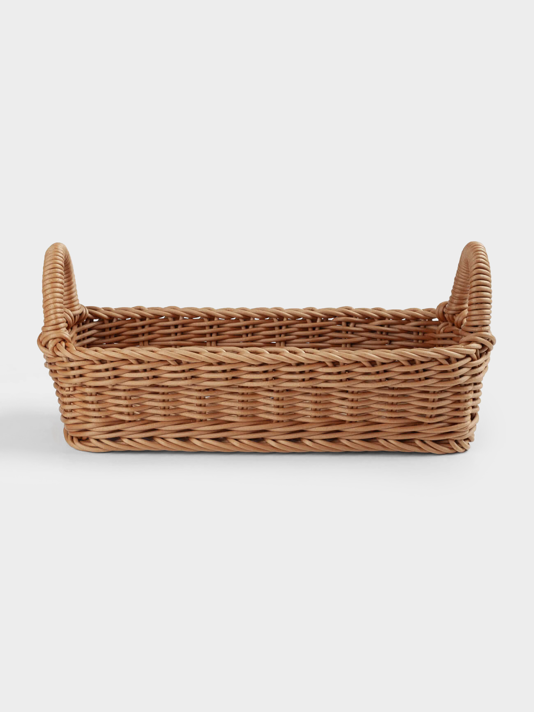 Grocery basket, 28x11 cm, with handles, rattan, rectangular, Brown, Twig, image-1