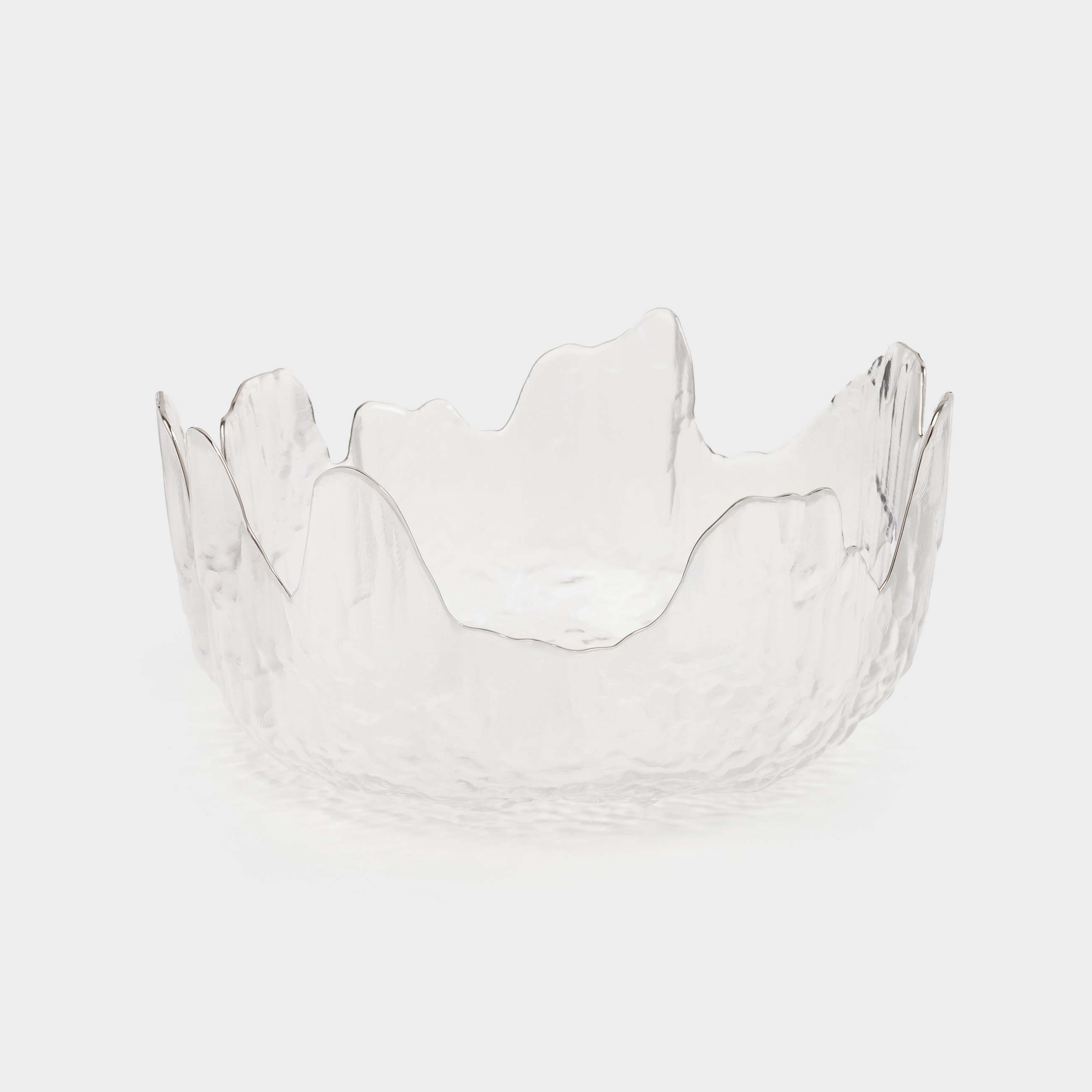 Salad bowl, 20x9 cm, 1,1 l, glass, with silver edging, Nautilus silver, image-0