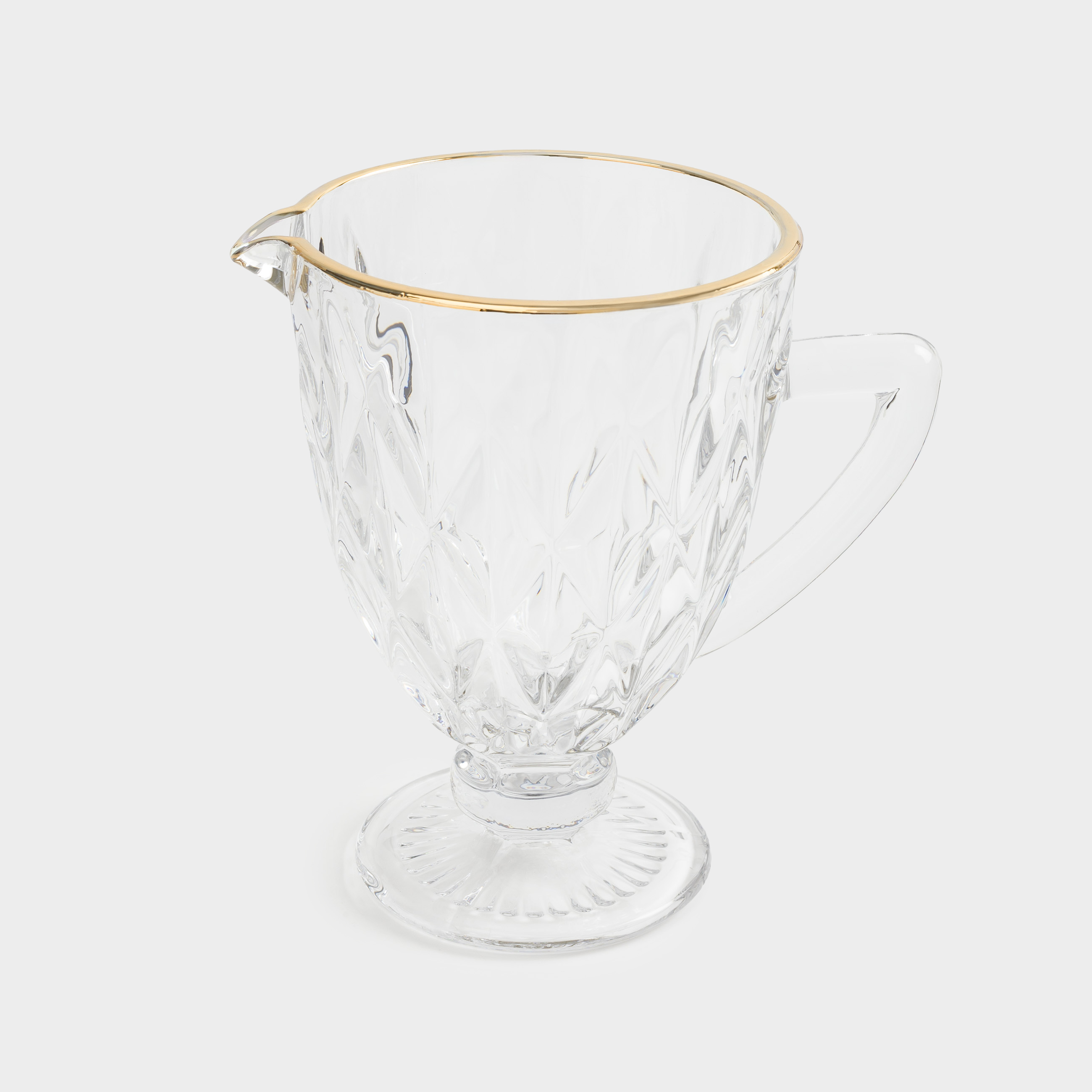 Set for drinks, 4 persons, 5 items, on a stand, glass R / metal, golden, Rhomb gold
