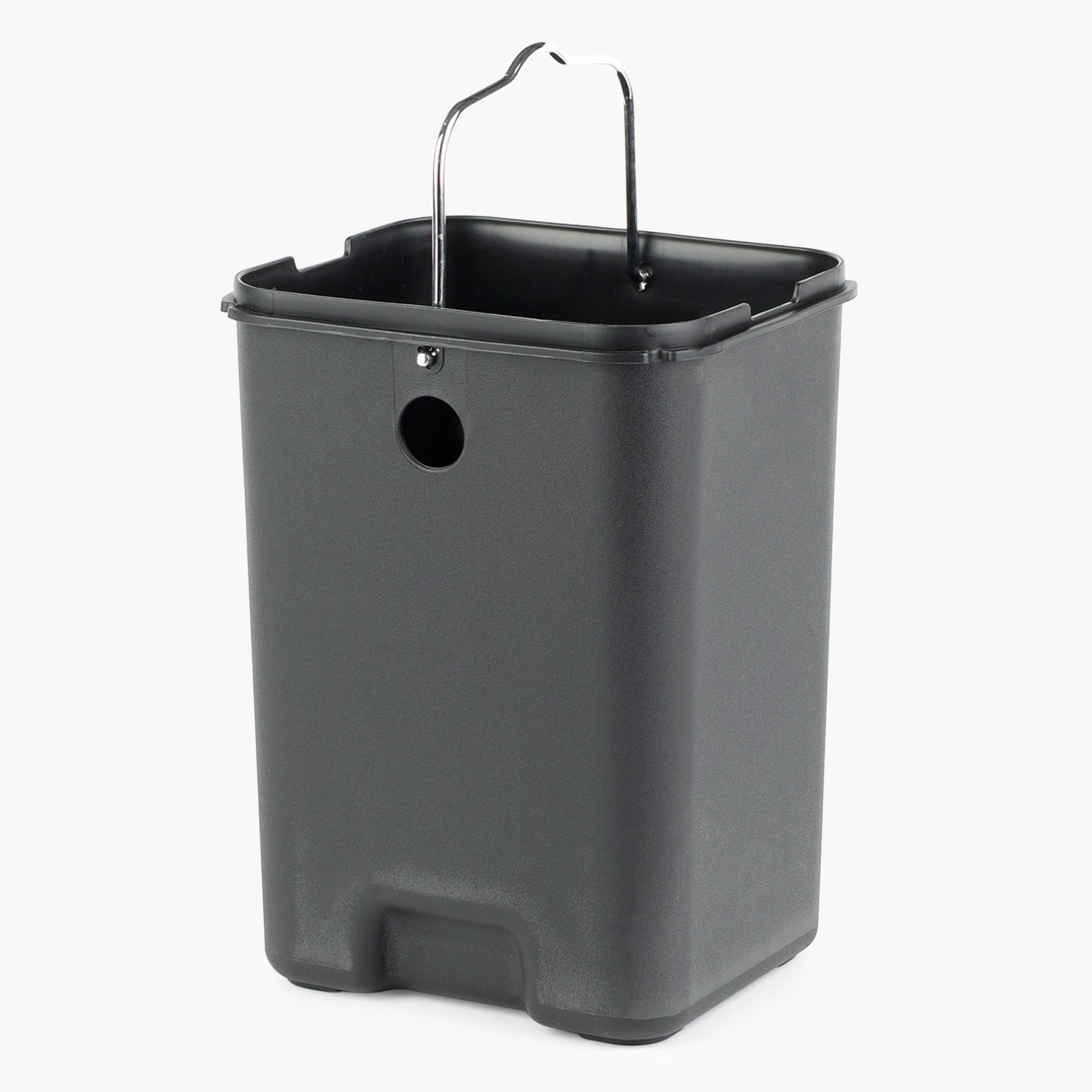 Trash can, 3 l, with pedal, metal, square, black, Total black