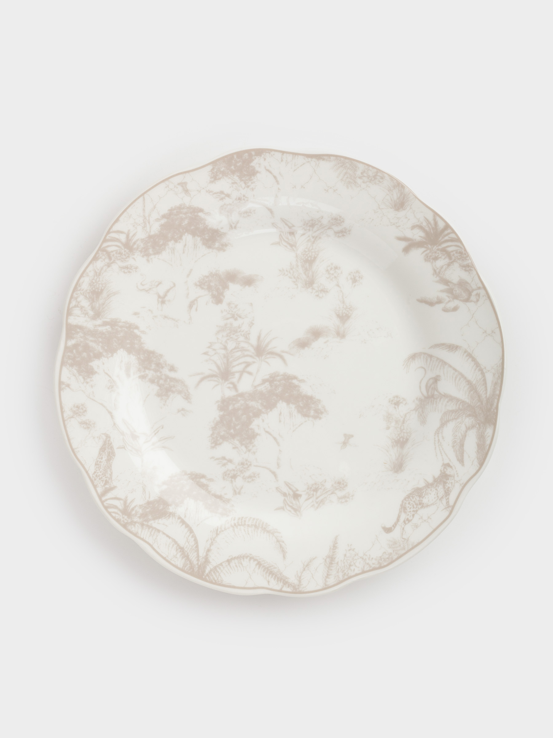 Snack plate, 19 cm, 2 pcs, porcelain P, white and beige, Jungle, Tropical, image-3