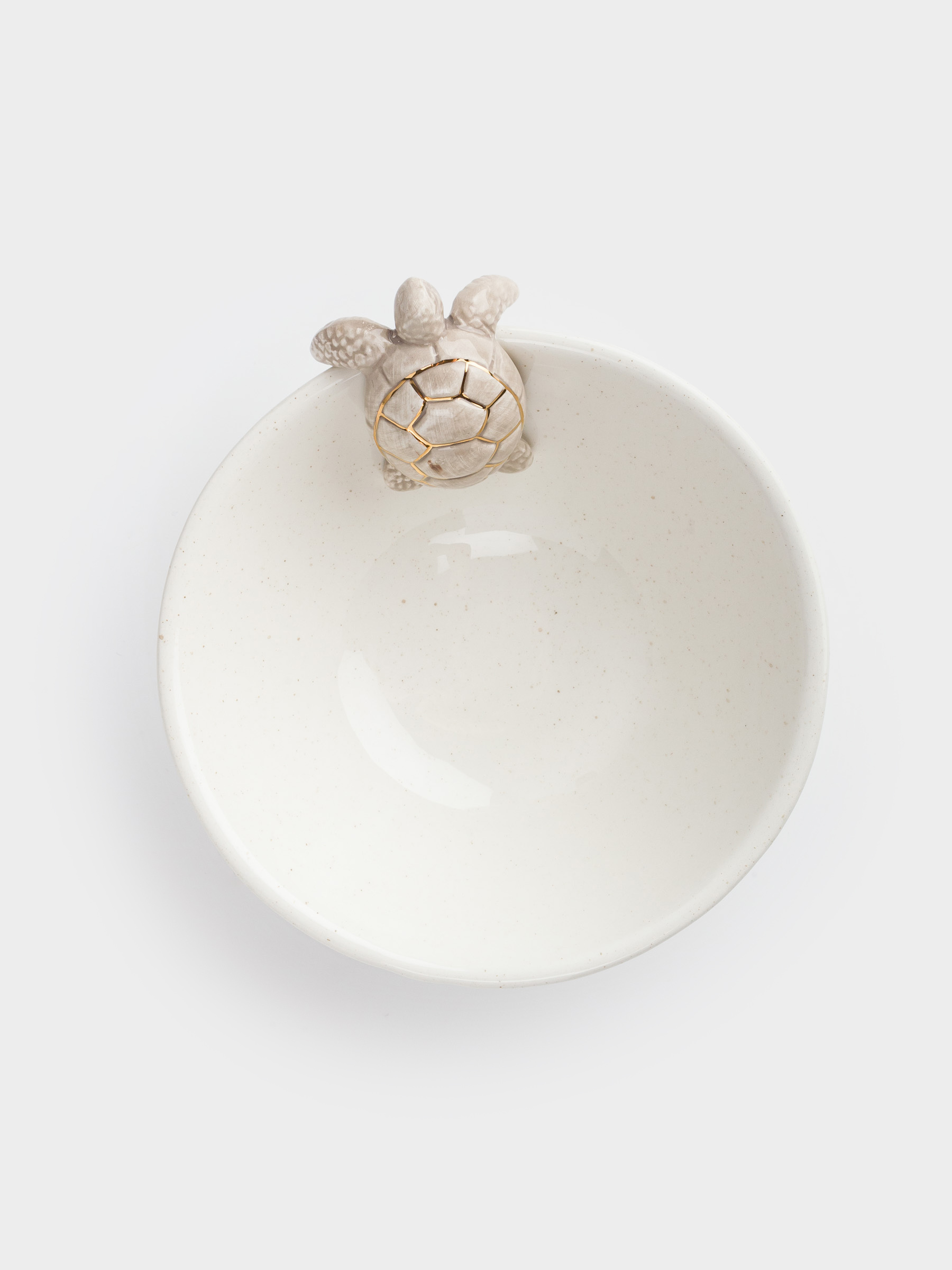 Salad bowl, with decor, 15x6 cm, ml, ceramic, milky gold, speckled, Turtle, Grand turtle, image-2