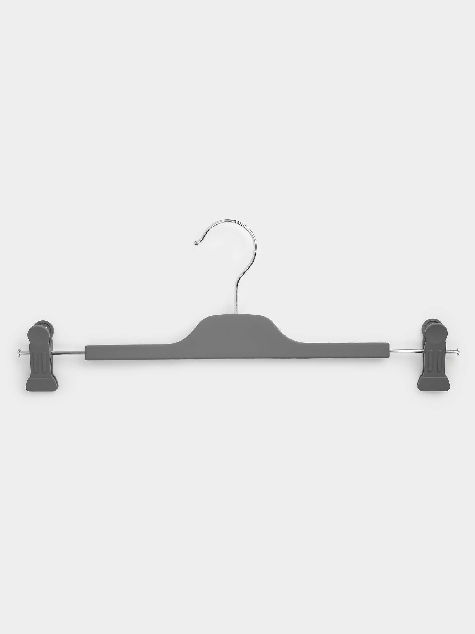 Pants/skirt hanger, 35 cm, 2 pcs, with clips, coated plastic, Grey, Fun house, image-2